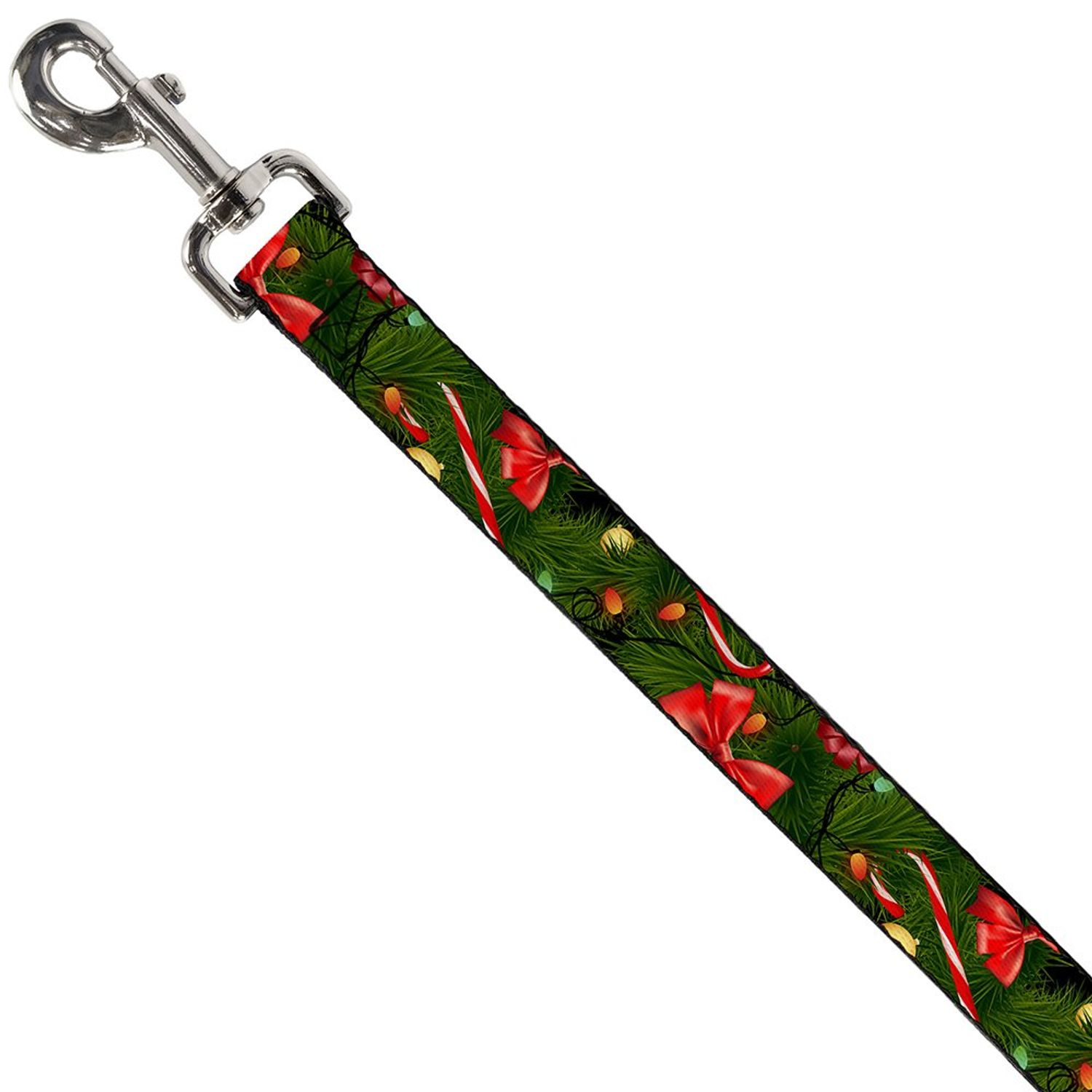 Dog Leash Decorated Tree2 Bows Lights Candy Canes 4 Feet Long 0.5 Inch Wide