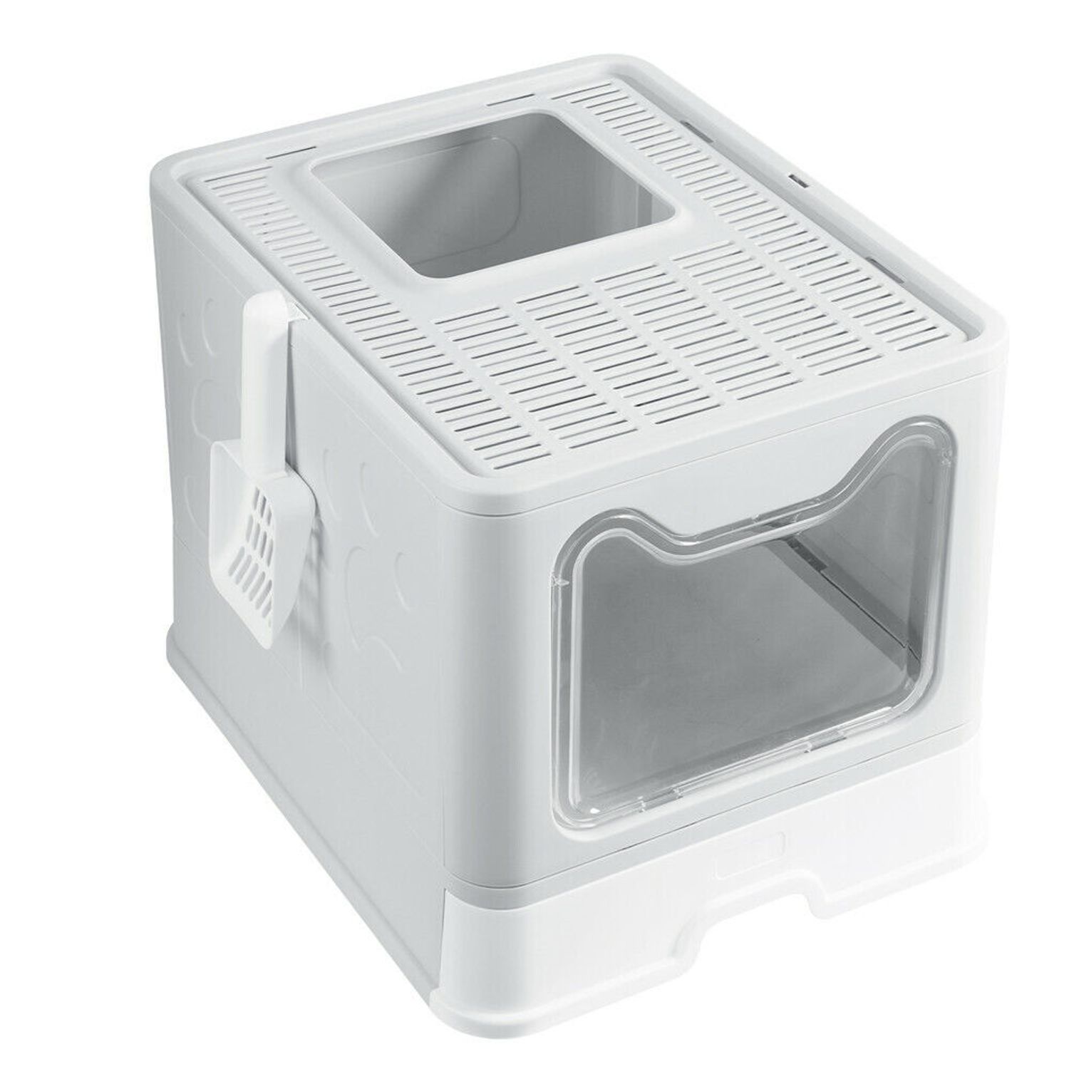 Large Pet Cat Litter Box Hooded Fully Enclosed Drawer Tray with Cat Litter Scoop