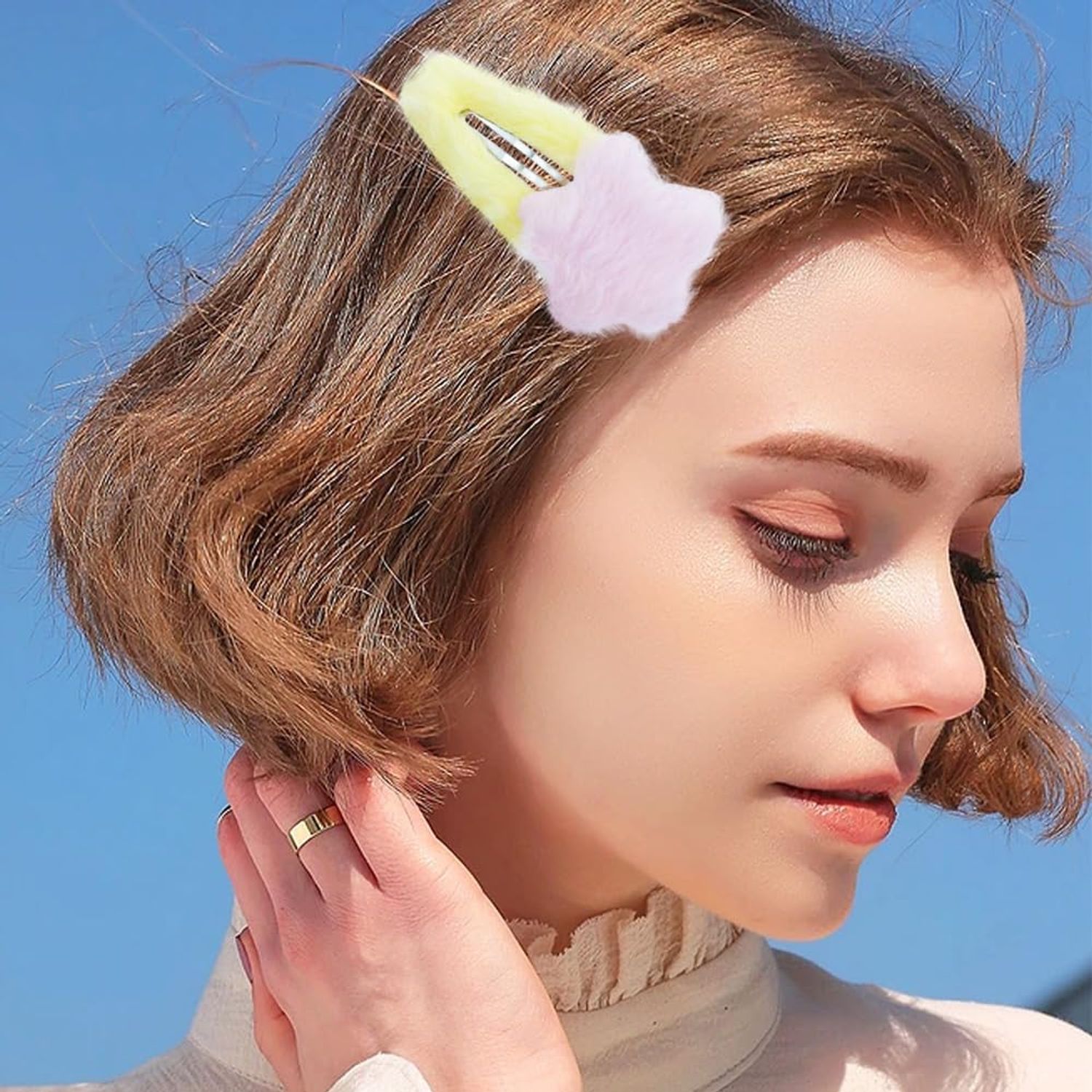 9 PCS Fluffy Star Hair Clips, Cute Hair Clips Non Slip Star Hairpins Snap Hair Barrettes Small Hair Clips Y2k Hair Accessories for Women Girls