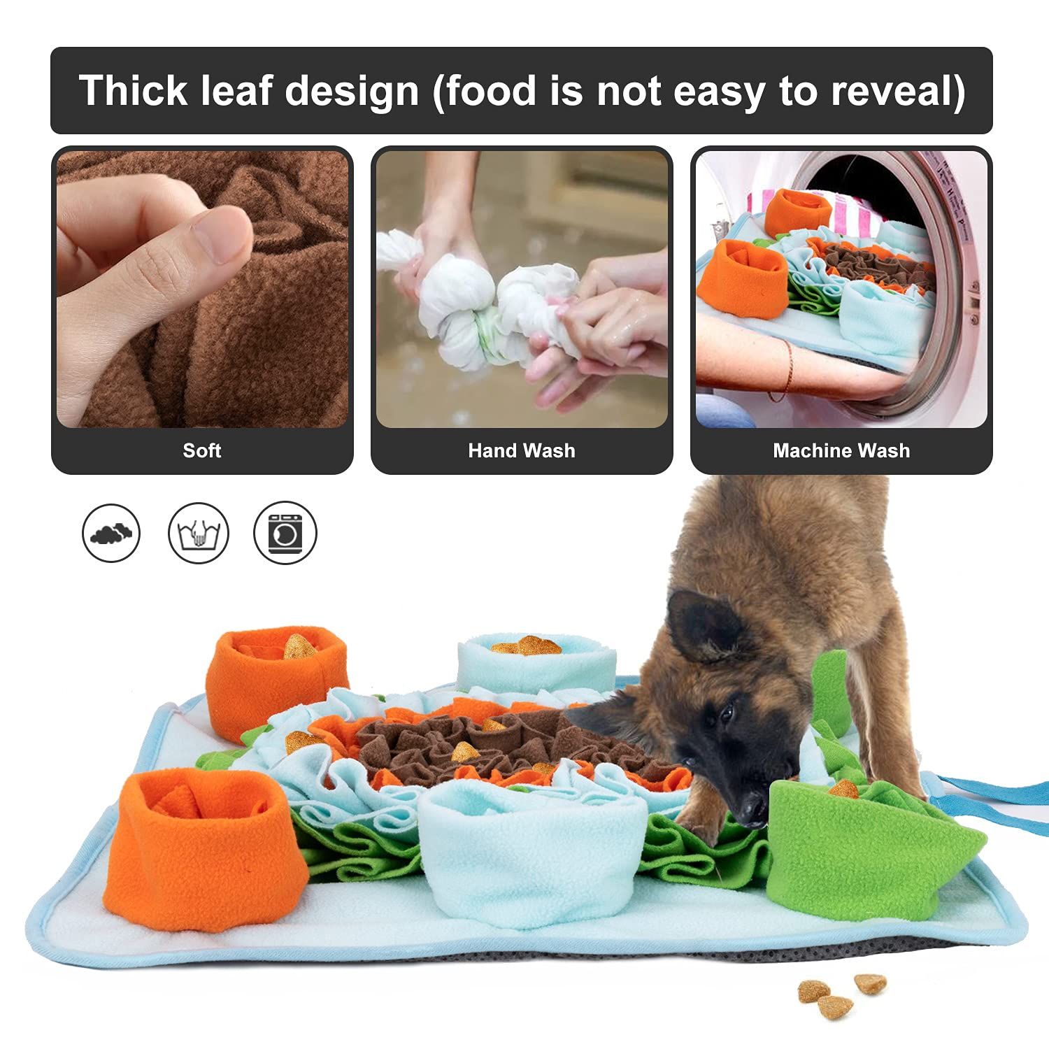 TWOPER Snuffle Mat for Dog Puzzle Toys Interactive Pet Food Mat Cat Feeding with Fixing Handle Brain Stimulating Hand and Machine Washable Perfect for Any Breed
