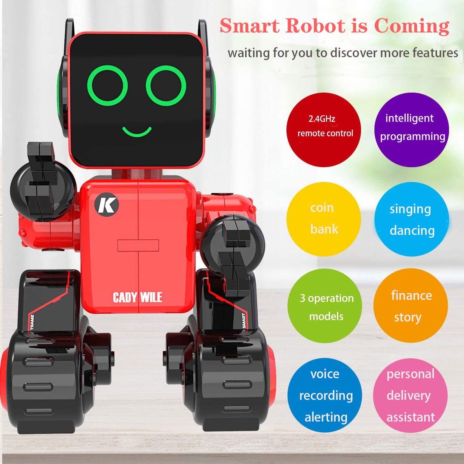 Remote Control Toy Robot for Kids, Programmable RC Robot, Touch & Sound Control, Speaks, Dance Moves, Plays Music. Built-in Coin Bank.Rechargeable Robot Kit for Boys,Girls for Age 8 Years and up