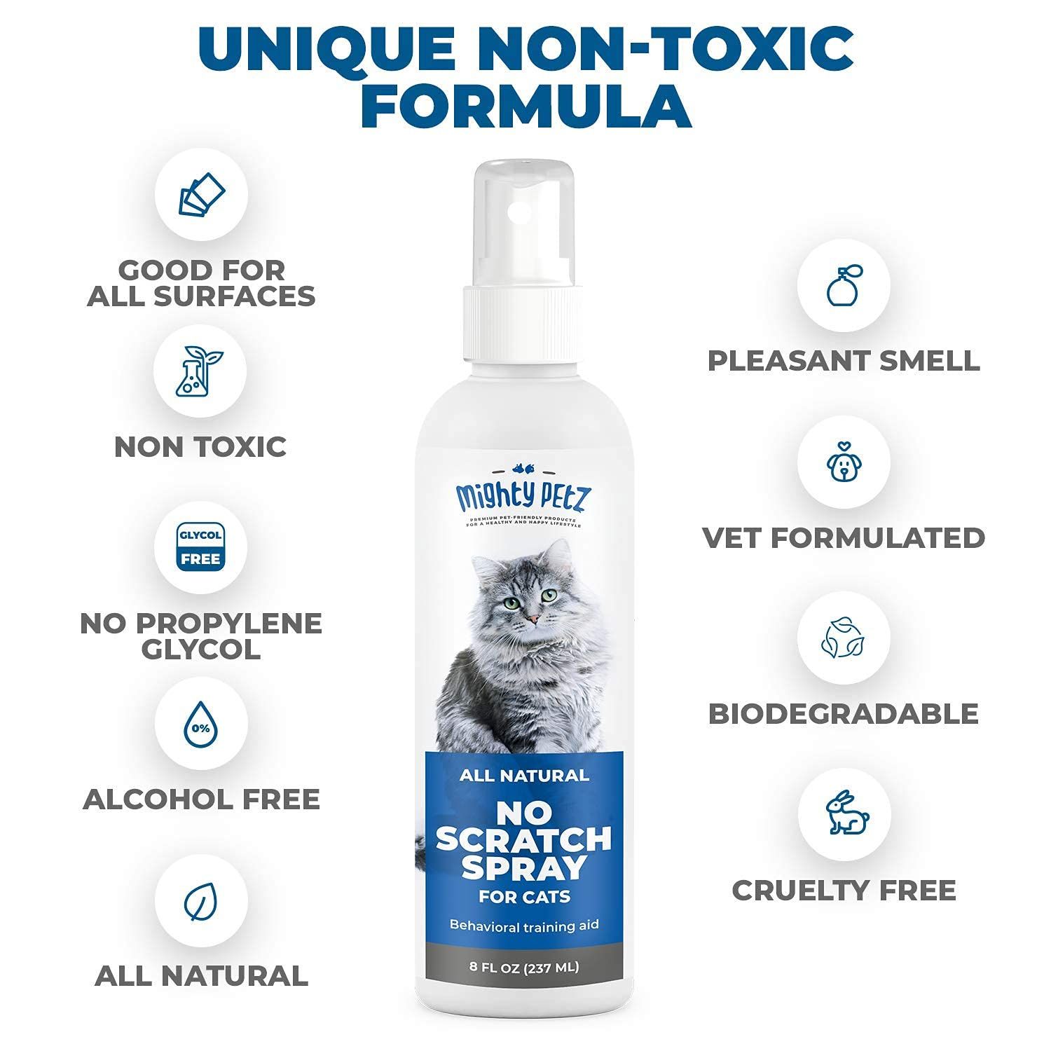 Mighty Petz Cat Deterrent Spray - Cat Indoor Repellent for Furniture, Plants, Couch Protector. Safe, Non-Toxic Anti Scratch Spray Made with Natural Ingredients: Vanilla Cinnamon, 8 oz