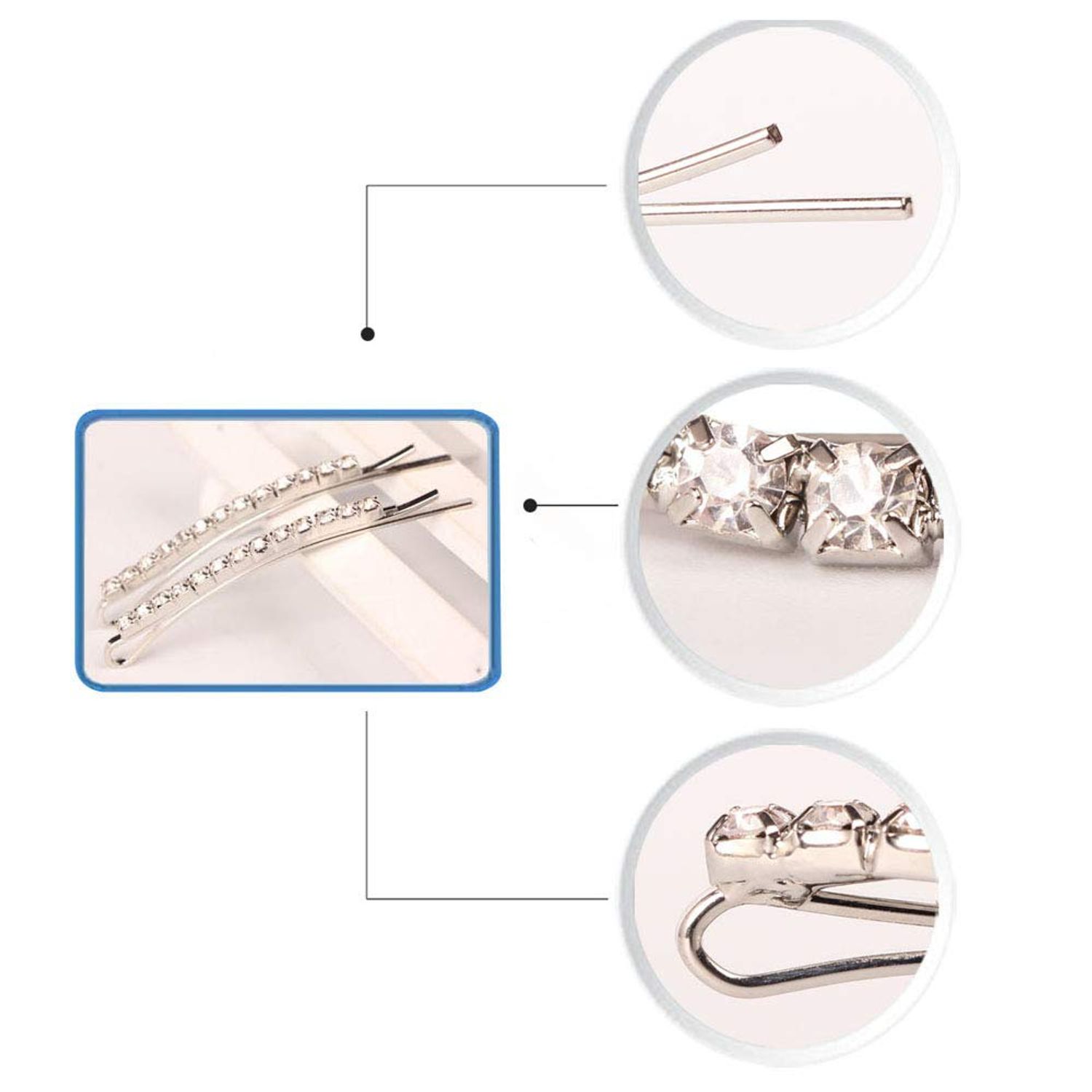 12 Pieces Rhinestone Bobby Pins, Silver Metal Hair Clips Diamond Bobby Pins Crystal Hair Pin for Prom Bridal Wedding Hair Accessories Gift Stocking Stuffers for Women Girls