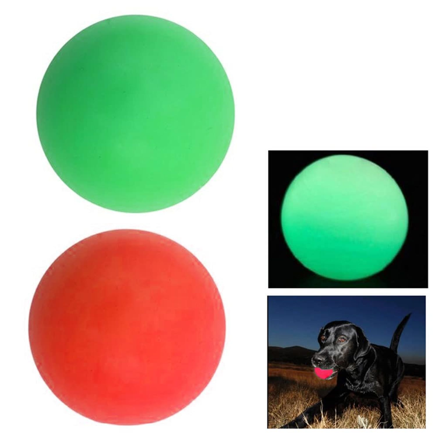2 X Fetching Pet Balls Glow in The Dark Ball 3.5" Dog Cat Toys Puppy Chase Play