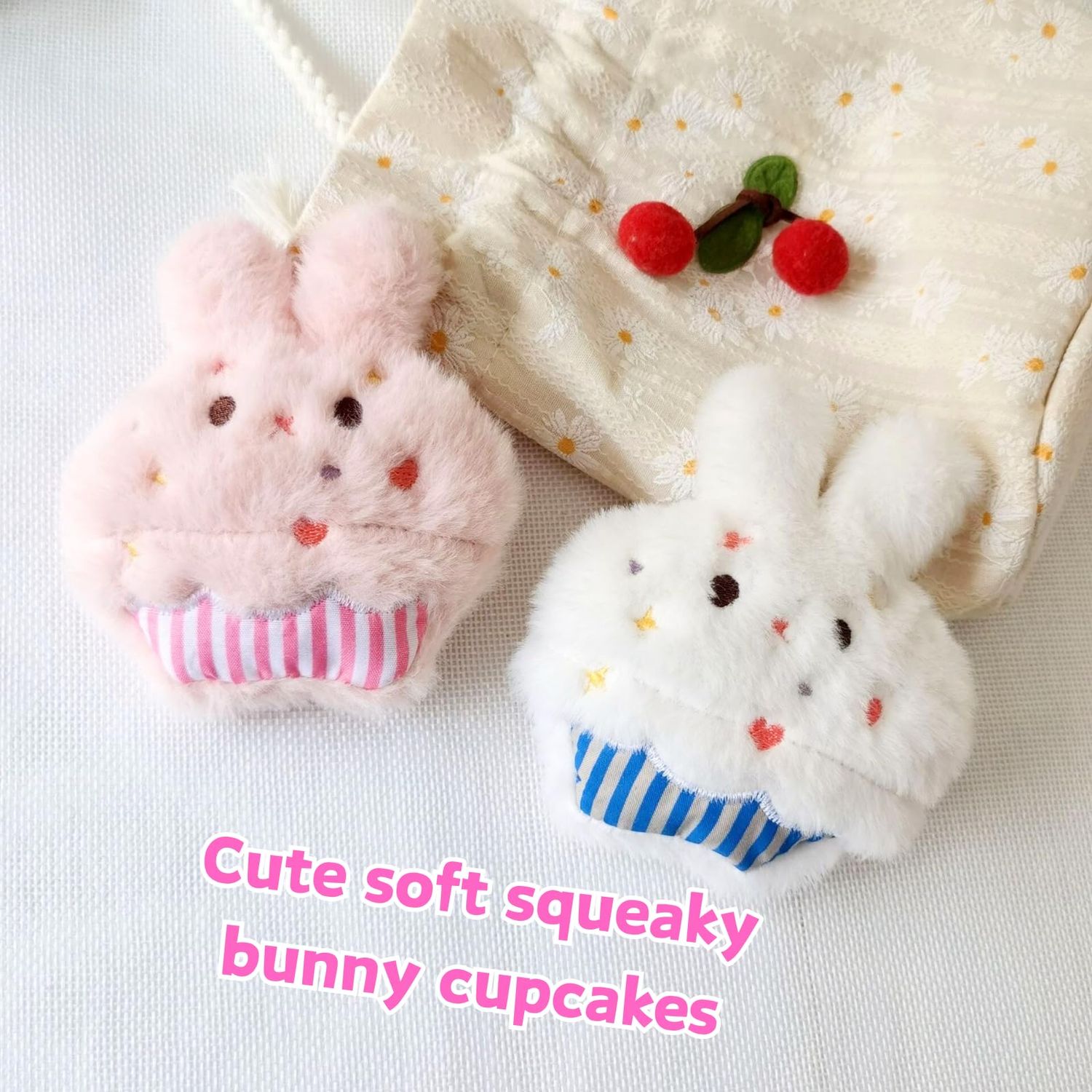 CECE PAW Interactive Dog Toys, 4 Set Cute Bunny Cake Dog Birthday Gifts, Squeaky Plush Dog Snuffle Toys, Puppy, Small, and Medium Dogs