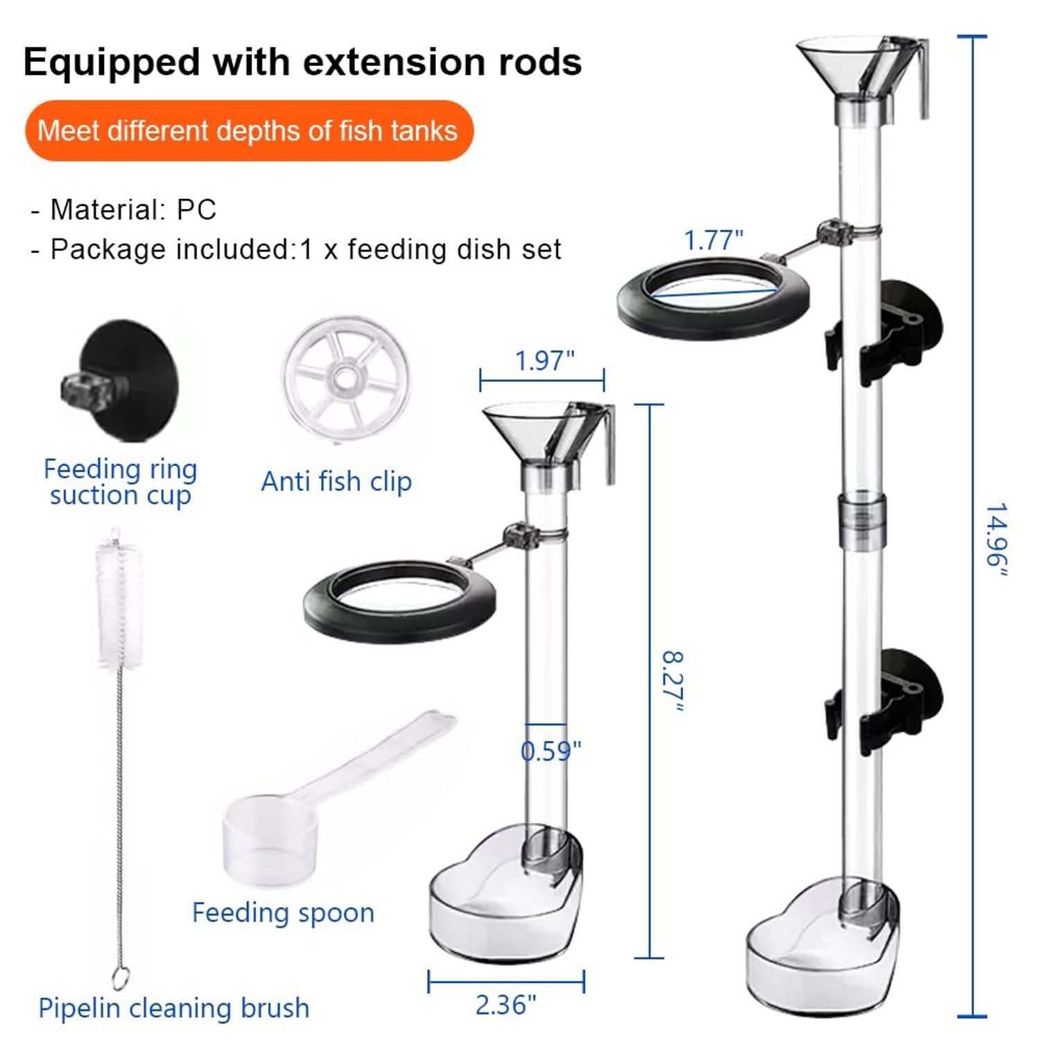 La La Pet®Fish Shrimp Feeding Dish Set Fish Feeder Tube Kit with Feeding Ring Suction Cups Adjustable Tubes Cleaning Brush Measuring Spoon Feeding Aquarium Supplies for Fish Tanks