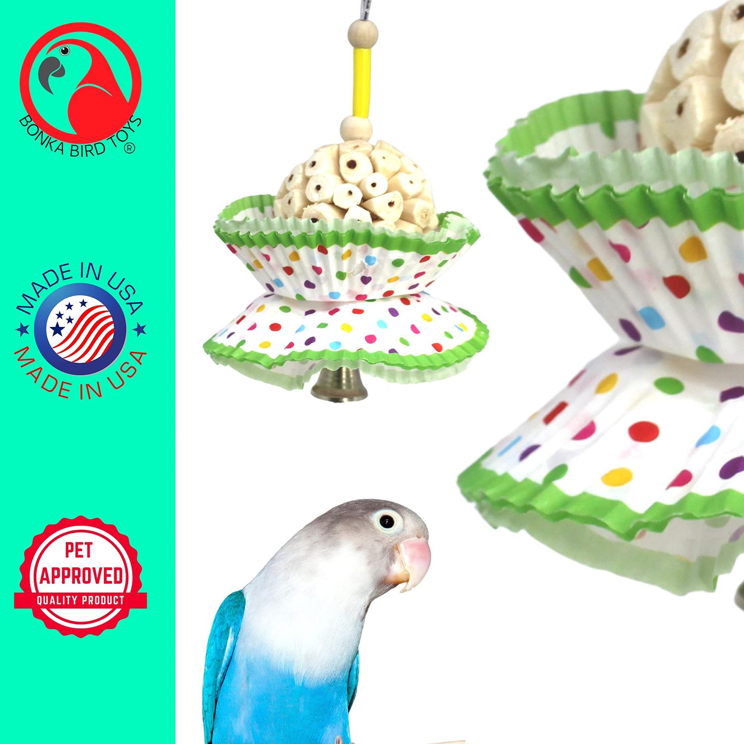 Bonka Bird Toys 1925 Cake Natural Sola Shred Forage Chew Treat Parrot Parrotlet Budgie Cockatiel Parakeets and Other Similar Birds
