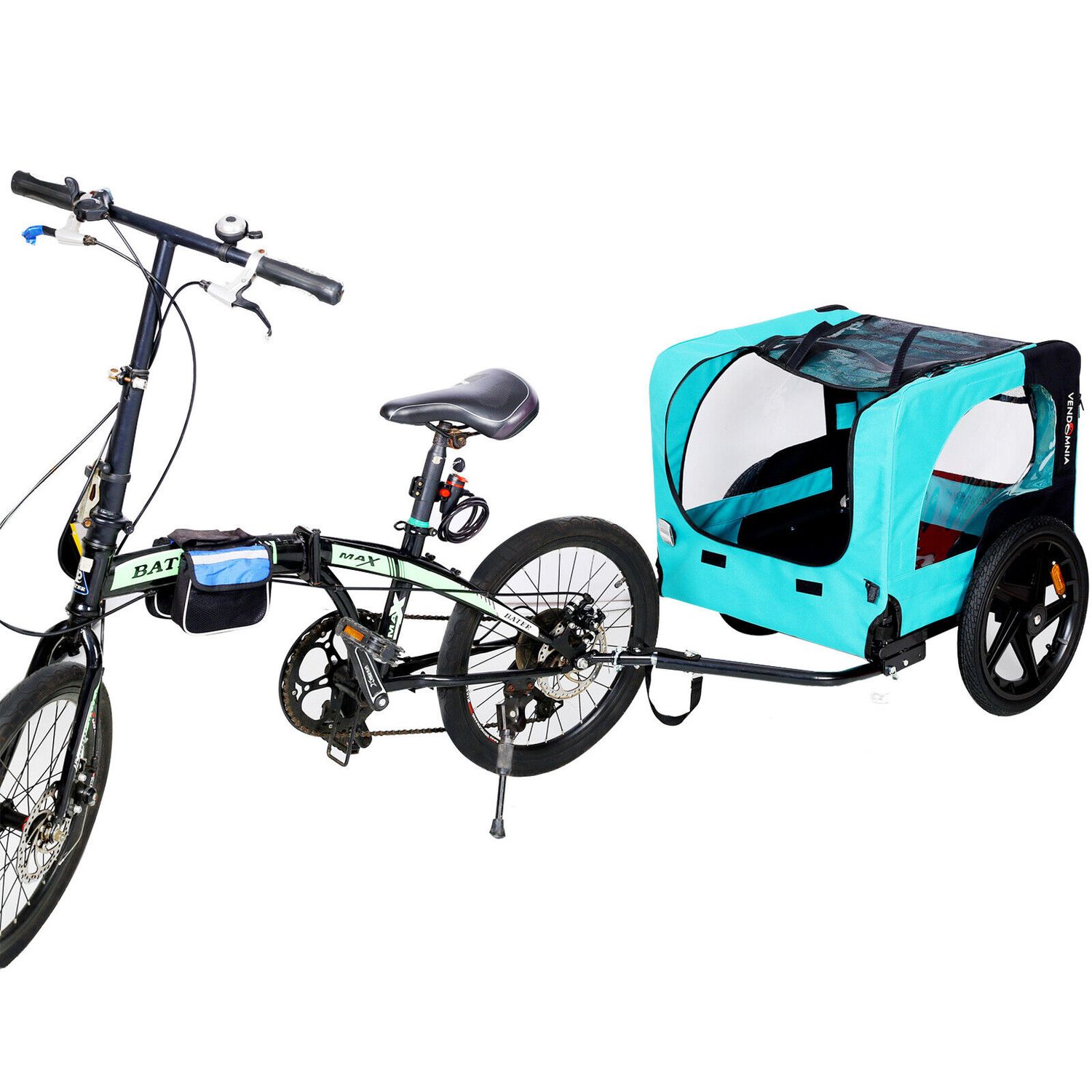 Light Green Foldable Pet Jogging Stroller Dog Carriers Bicycle Trailer Pet Dog C