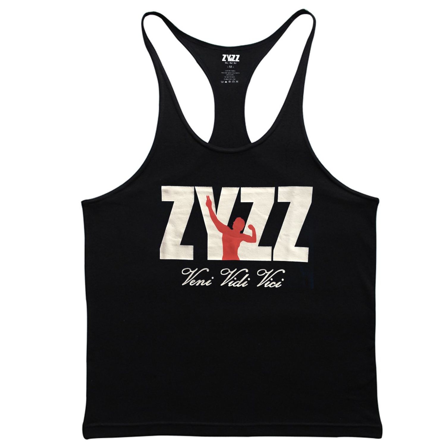 JEEING GEAR Alivegear Men's Stringer Training Bodybuilding Workout Gym Tank Tops Y Back Cotton Black S