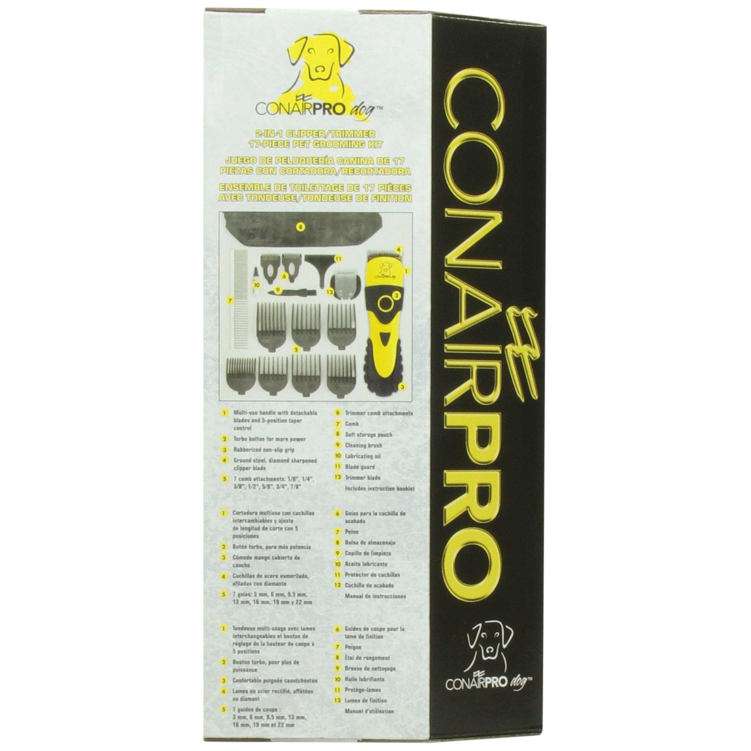 CONAIRPRO dog & cat 2-in-1 Clipper/Trimmer, 17-Piece Pet Grooming Kit