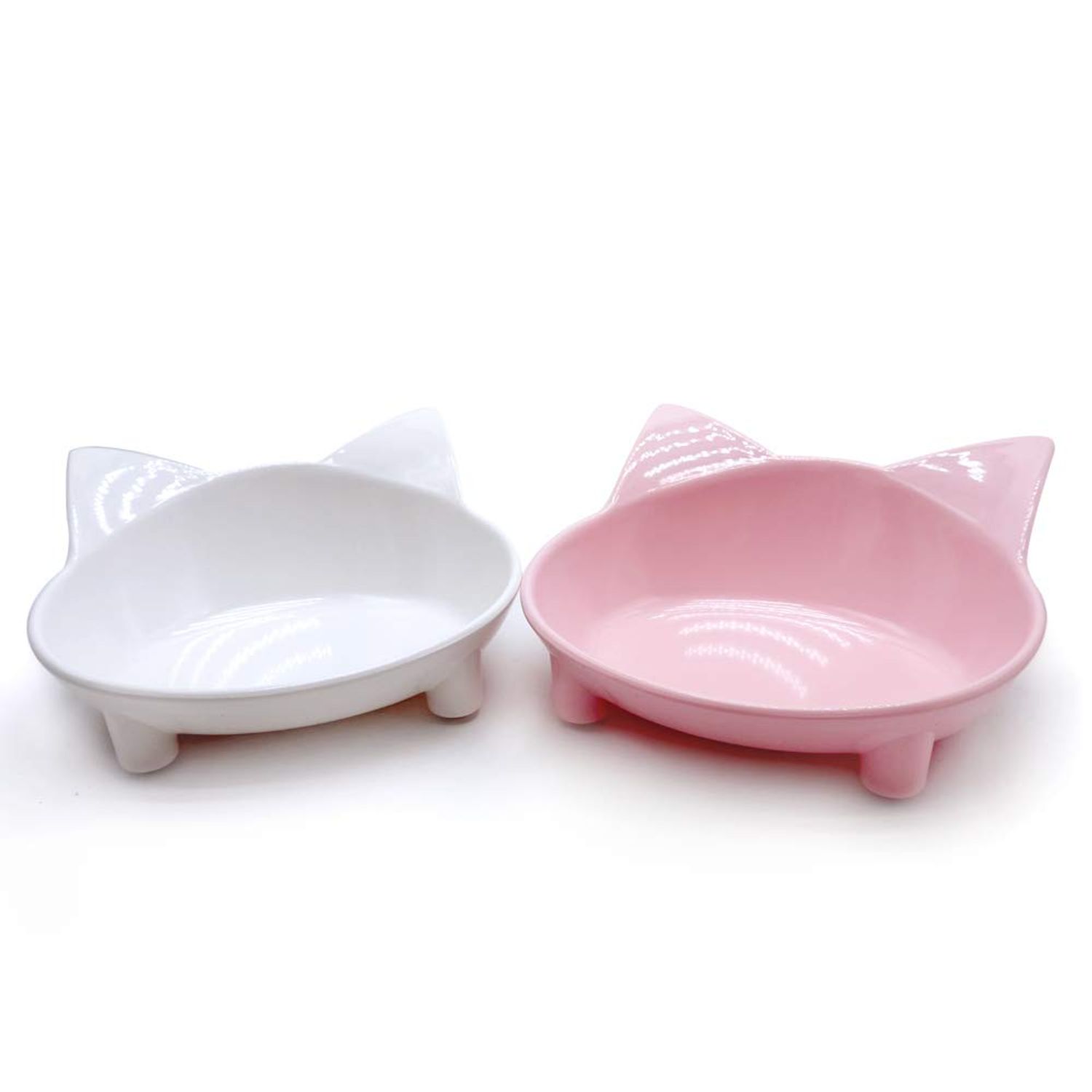 Shallow Cat Bowls Set of 2 Whisker Fatigue Relief