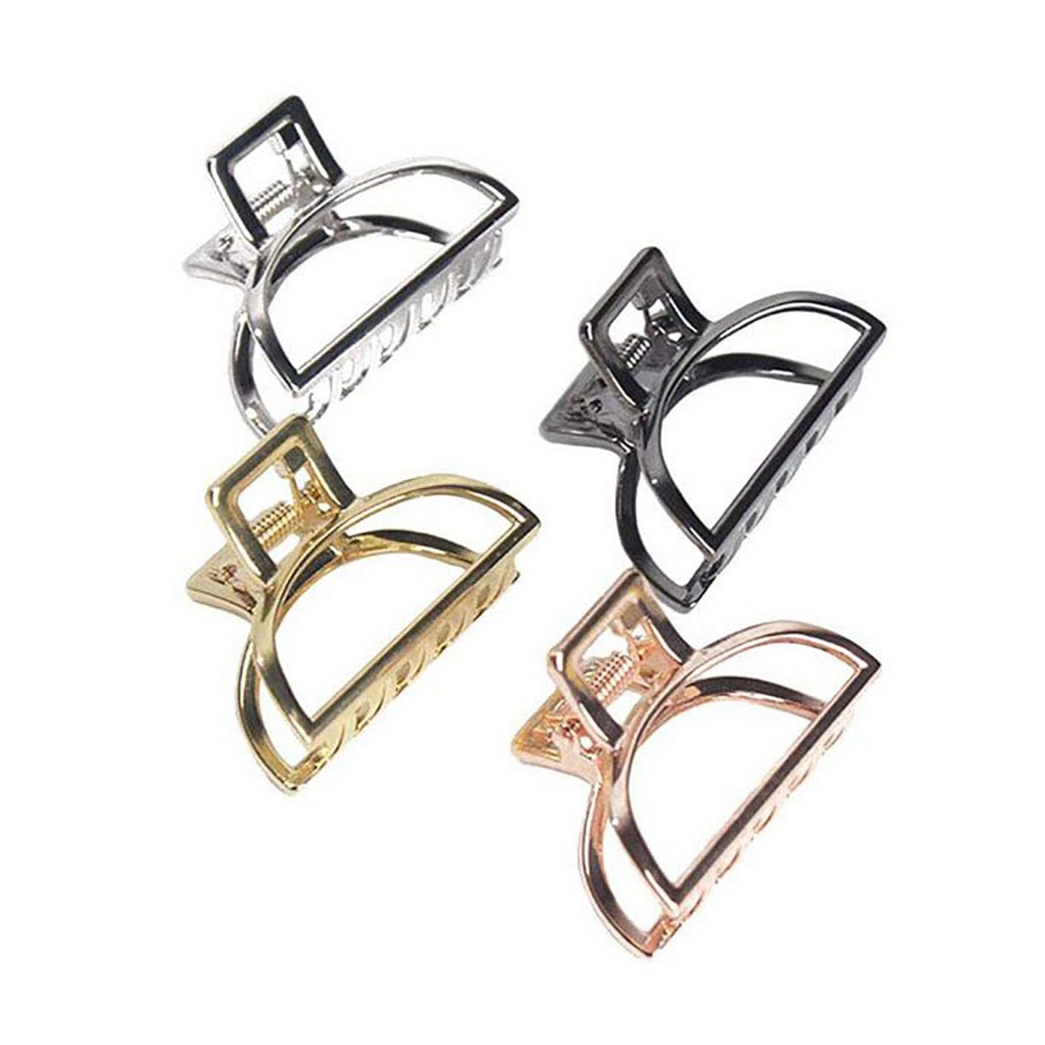 Set of 4 Women Vintage Metal Small Hair Claw Hair Jaw Clips Ponytail Clip Hair Clamp Accessories (Semicircle)