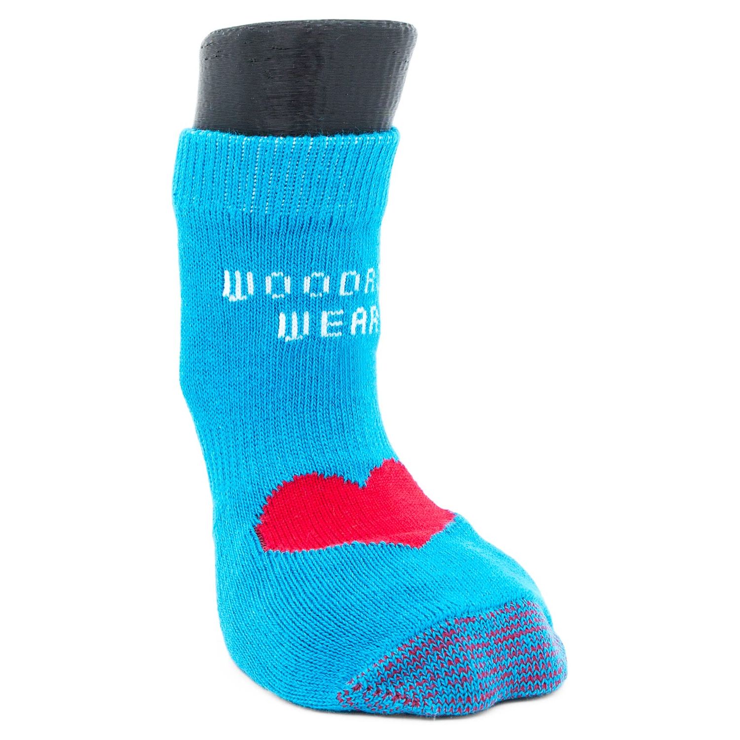 Woodrow Wear, Power Paws Advanced Dog Socks, Blue with a Red Heart, L, Fits 75-95 pounds