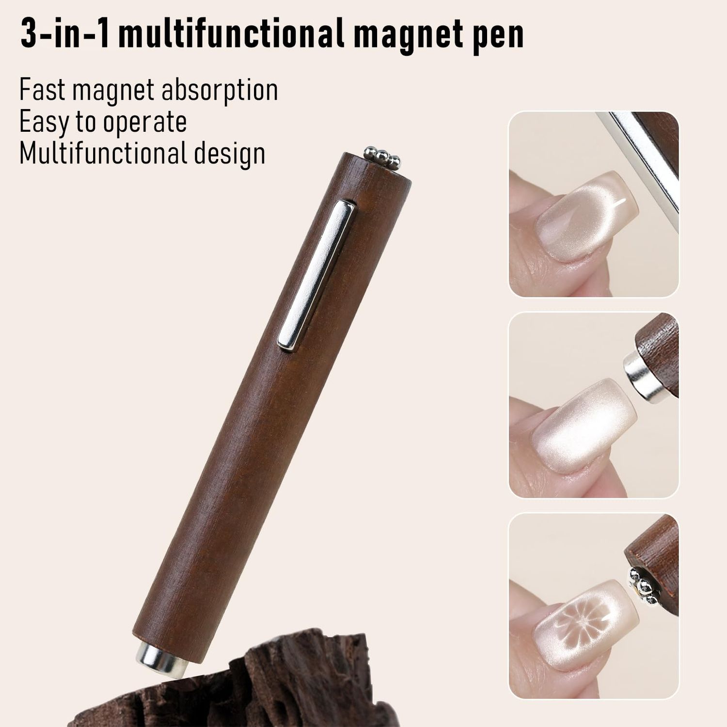 XEAOHESY 2 Pieces Cat Eye Magnet for Nails 3-in-1 Nail Art Magnet Tool for Cat Eye Gel Nail Polish