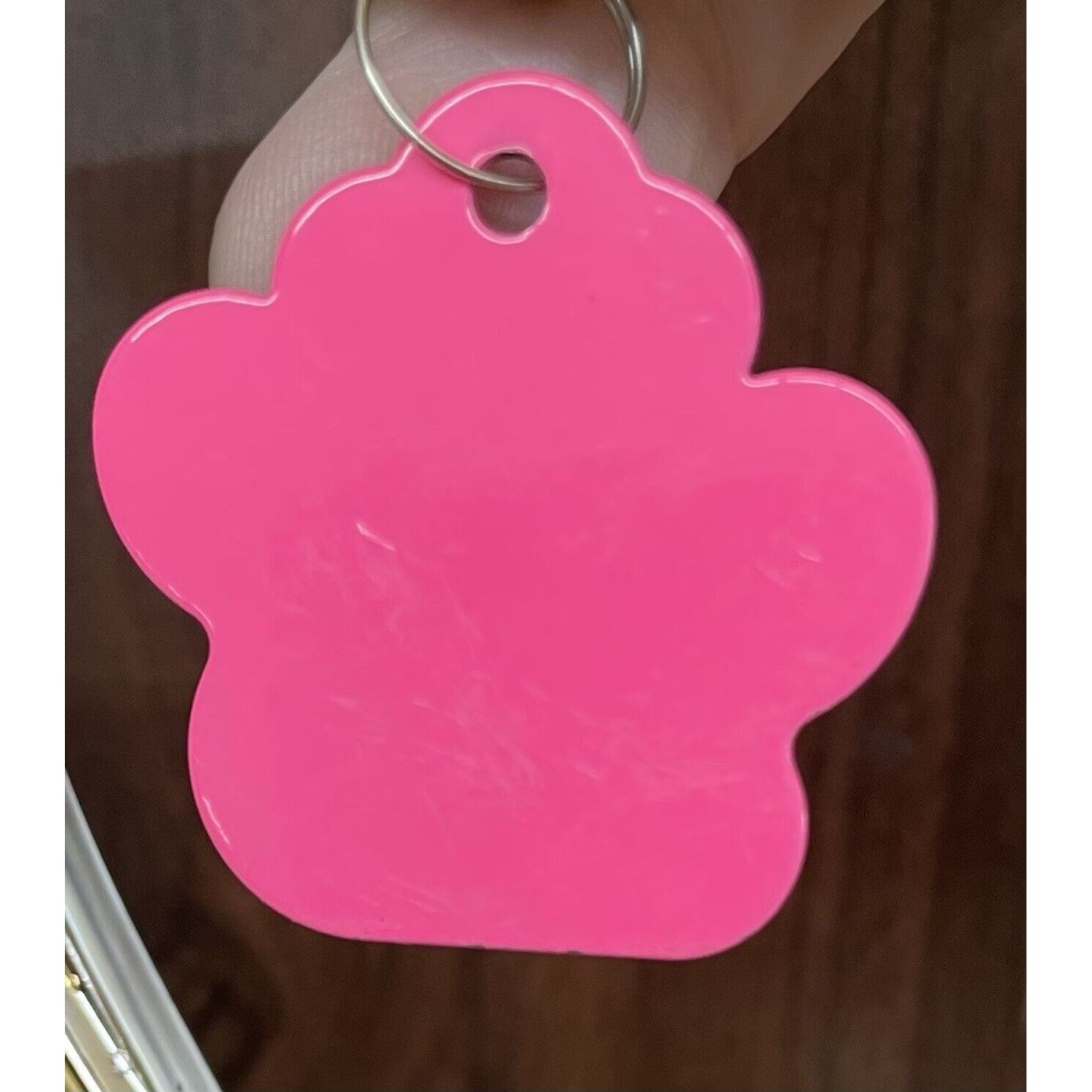 Pink Aluminum Paw-Shaped Pet ID Tags Personalized Front and Back