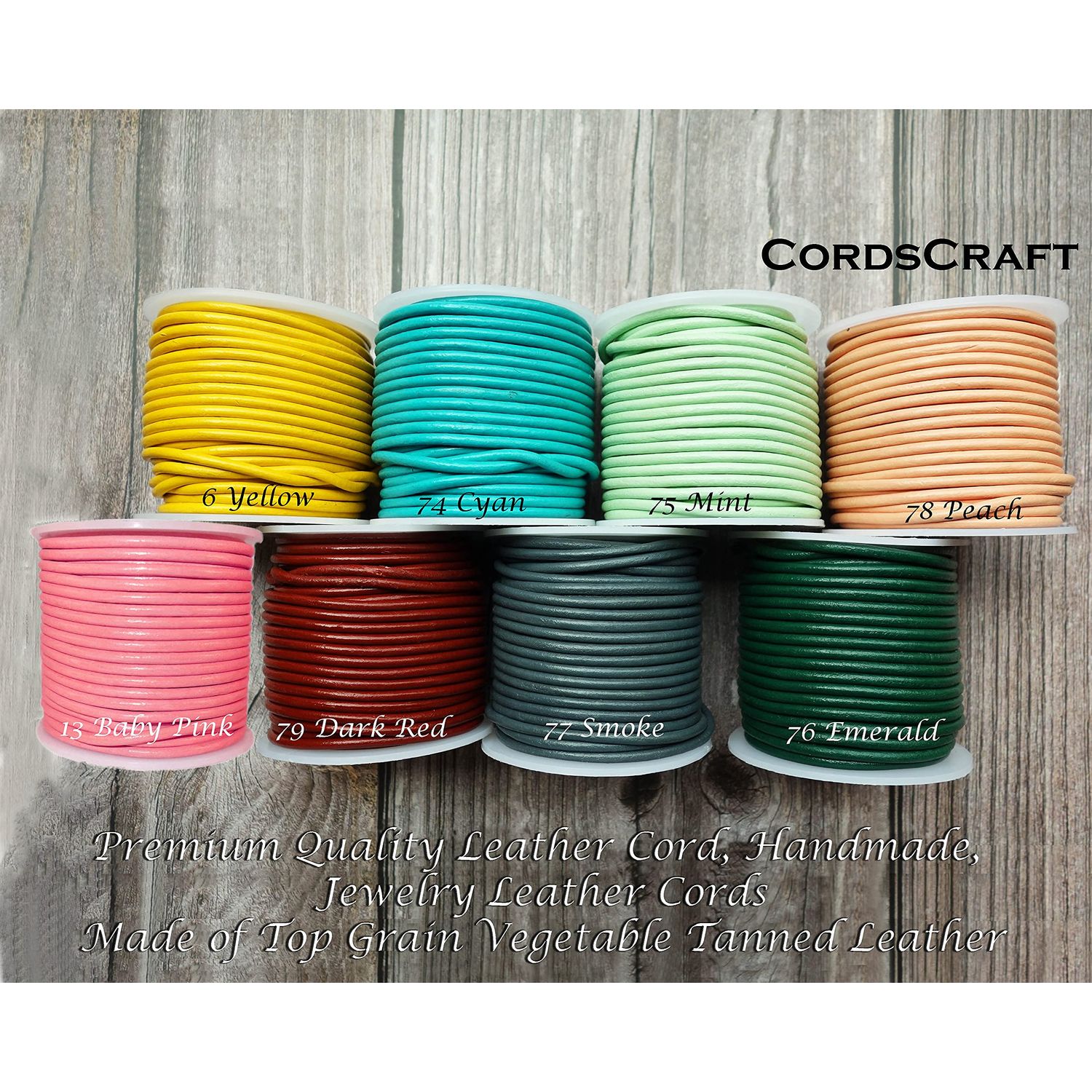Cords Craft® | 1.5mm Round Leather Cord for Jewelry Making Bracelets Necklaces Hair Accessories Dog Collar Beading Work Hobby and DIY Craft Regular Shiny (Cyan, 21.87 Yards)