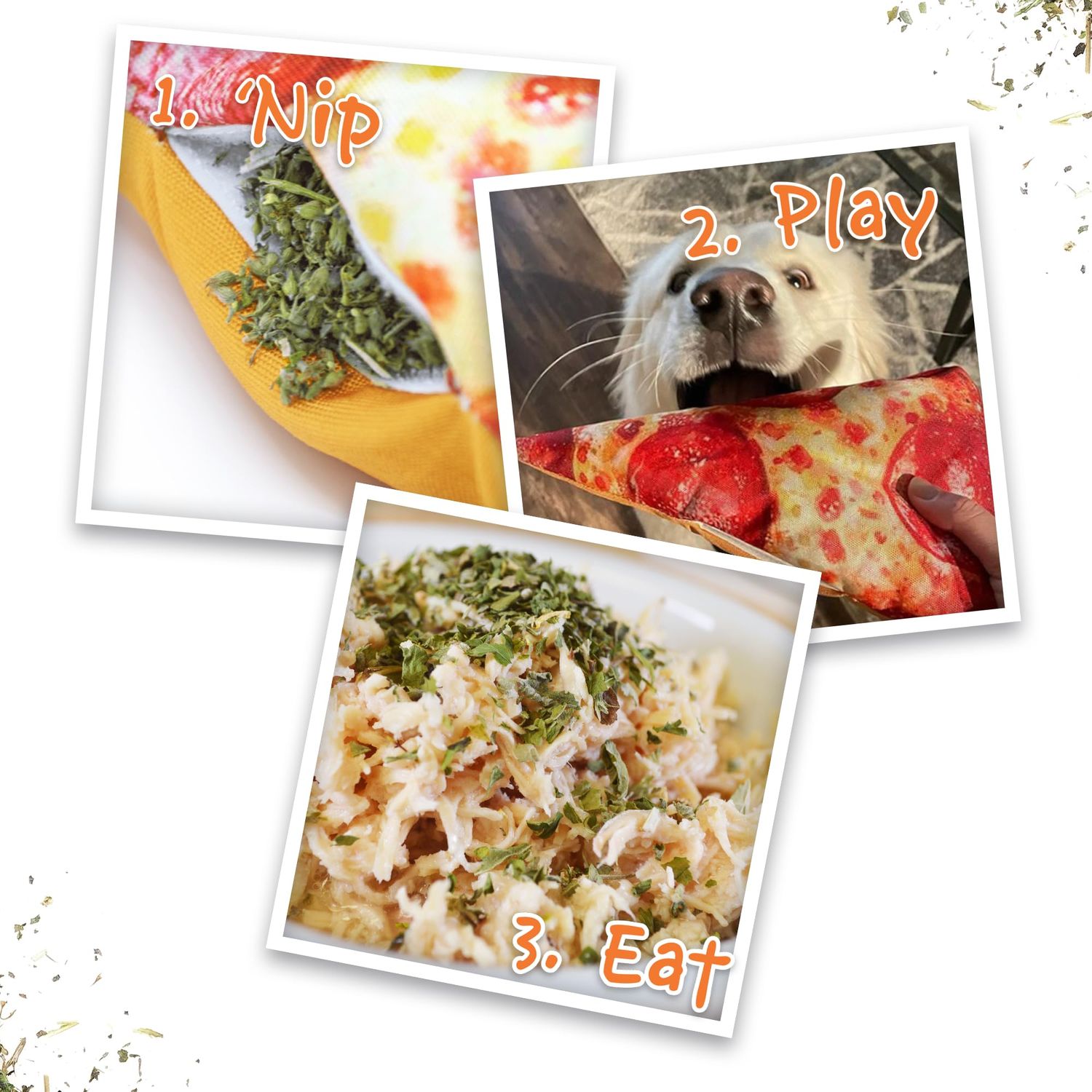 Doggijuana Bundle | Interactive Dog Toy with Juananip Refill | Includes Refillable Plush Dog Toy & Organic Juananip Refill for Natural Calming |Engaging and Relaxing Pet Play (Pizza)