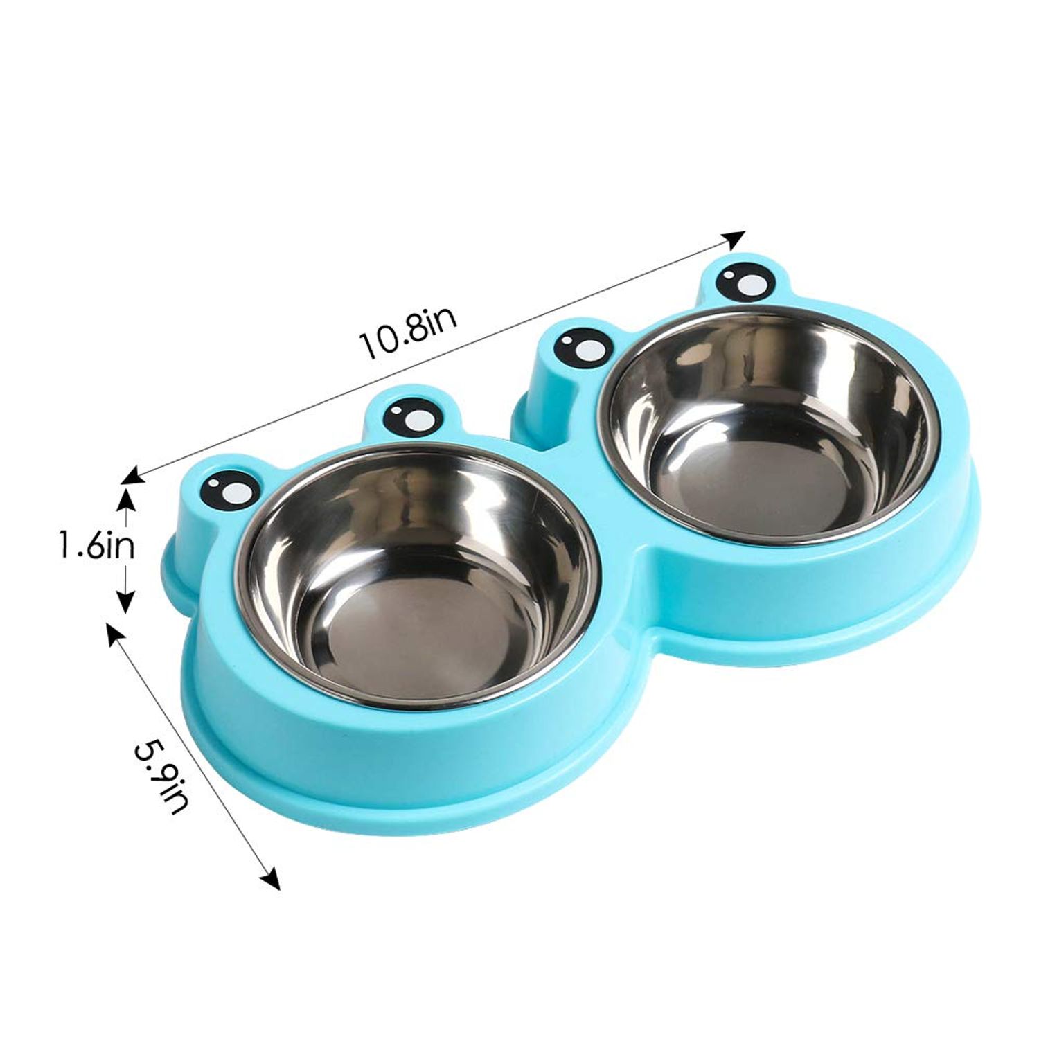 Skrtuan Double Dog Cat Bowls Premium Stainless Steel Pet Bowls with No-Slip Stainless Steel Cute Modeling Pet Food Water for Feeder Dogs Cats Rabbit and Pets