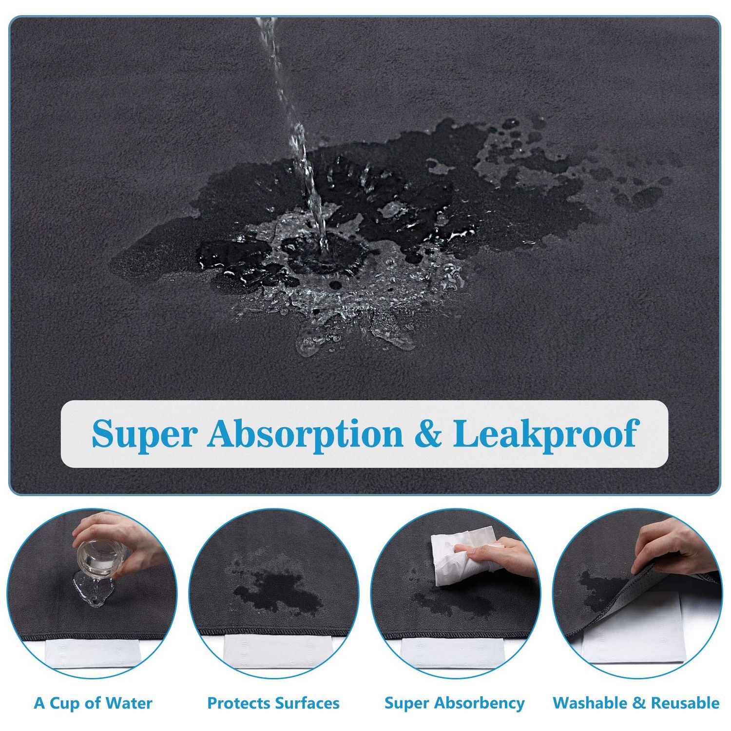 SIWA MARY Reusable Pee Pads for Dogs, 48"x48"/60"x48" Large, Washable Dog Pads with Fast Absorbent, Non-Slip,Waterproof, Puppy Potty Whelping Pads Pet Traning Pads for Playpen, Crate, Kennel…