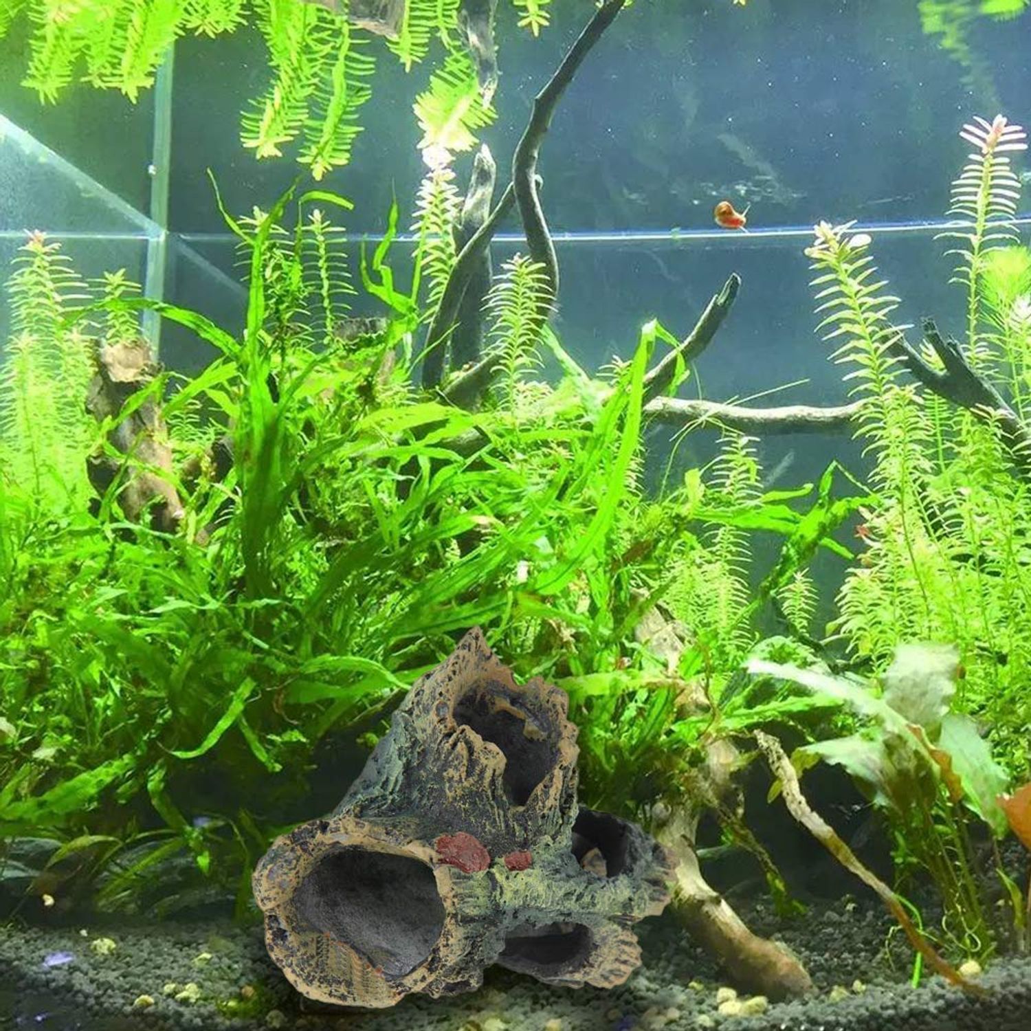 Tfwadmx Decaying Trunk Aquarium, Betta Fish Ornament, Freshwater Ornament - Small Resin Aquarium Decoration Log, 20 Gallon Fish Tank Wood with Holes & Aquarium Hideout Caves