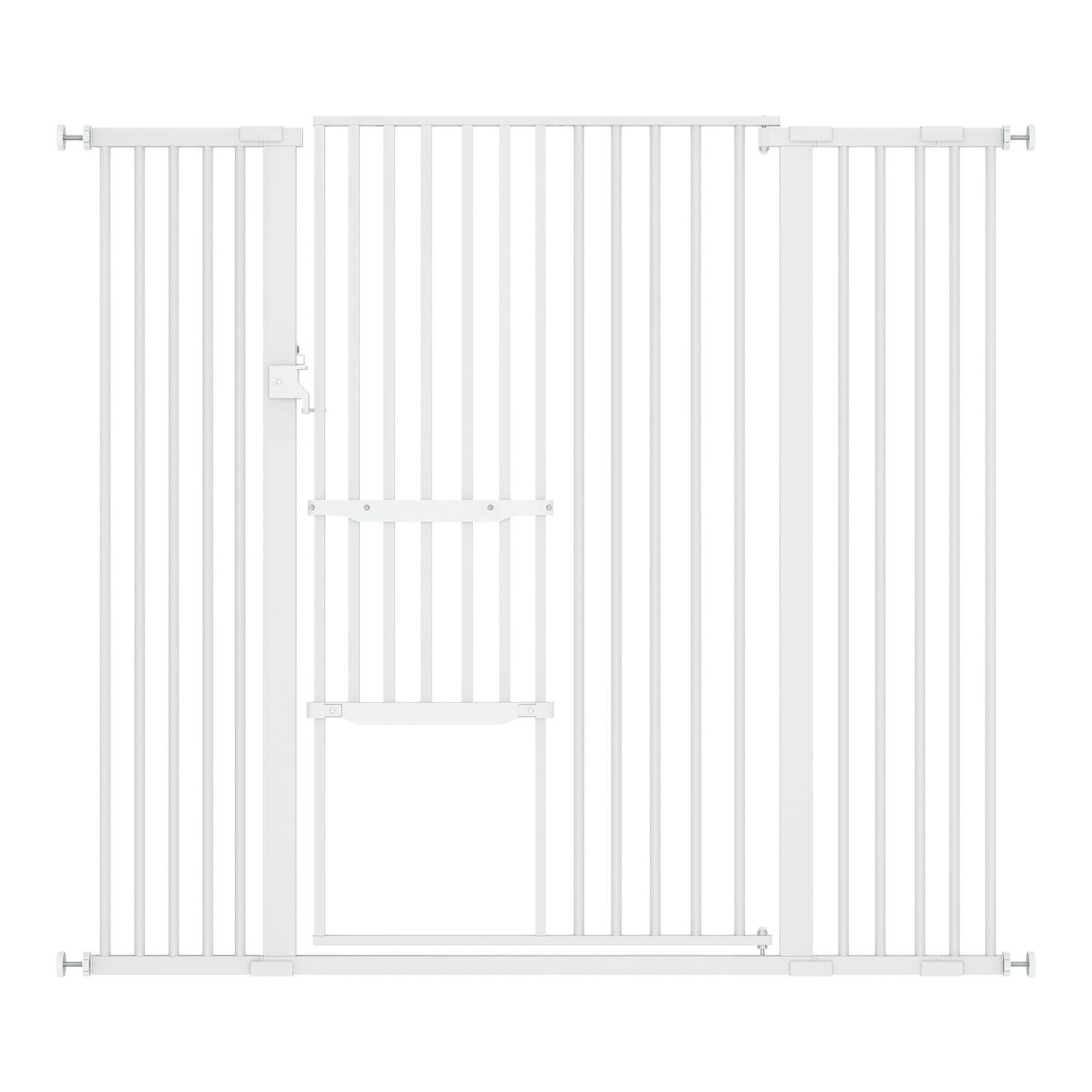 No Tool Assembly Staircase Dog Gate 29,5"-48,5" Hallway Pet Door w/ Smaller Door