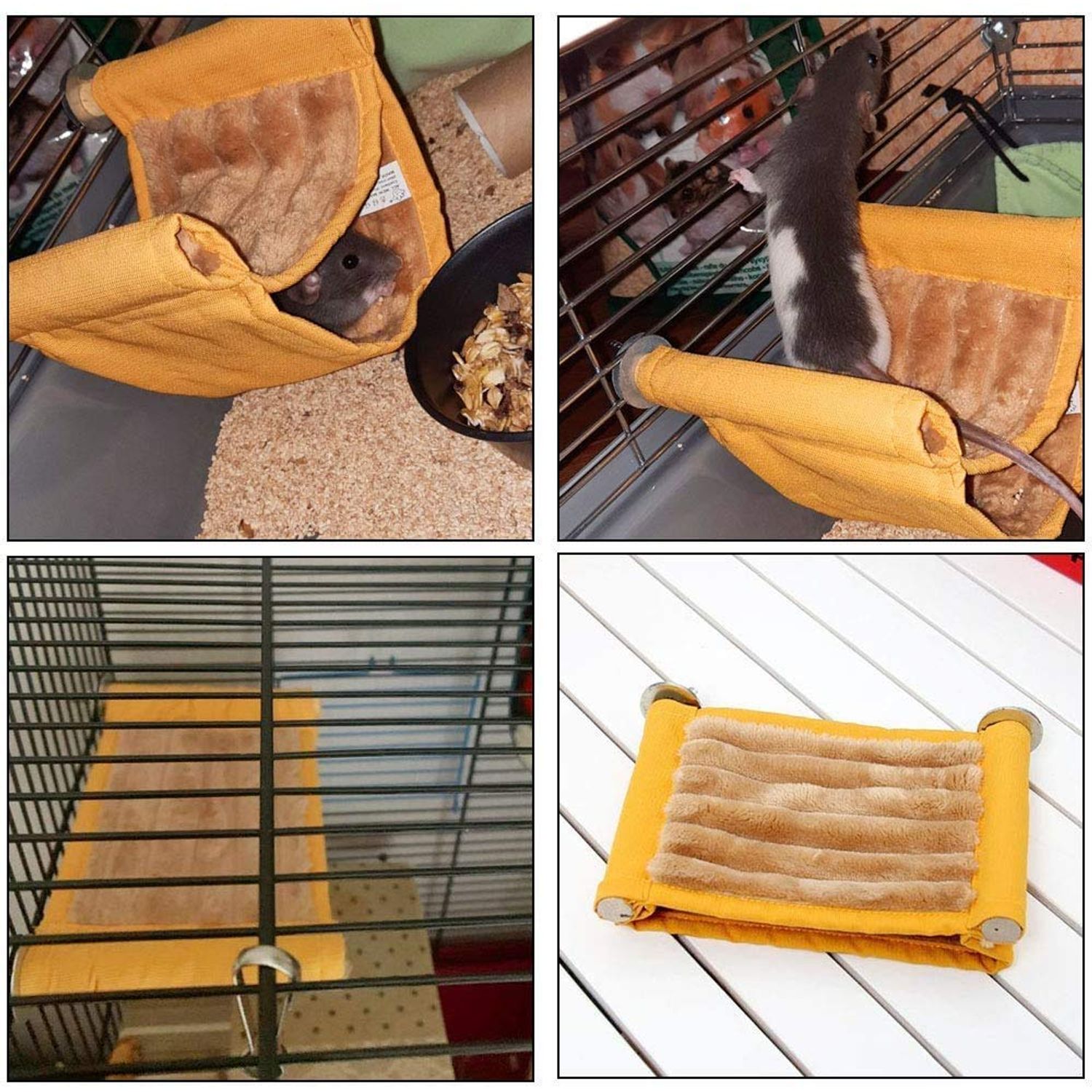 Warm Hamster Hammock House Mouse Rat Hanging Swing Bed Guinea Pig Cage Bedding Small Pet Animal Double Layer Cage Tent Hut Nest for Winter Mouse Rat Hamster Play Sleep
