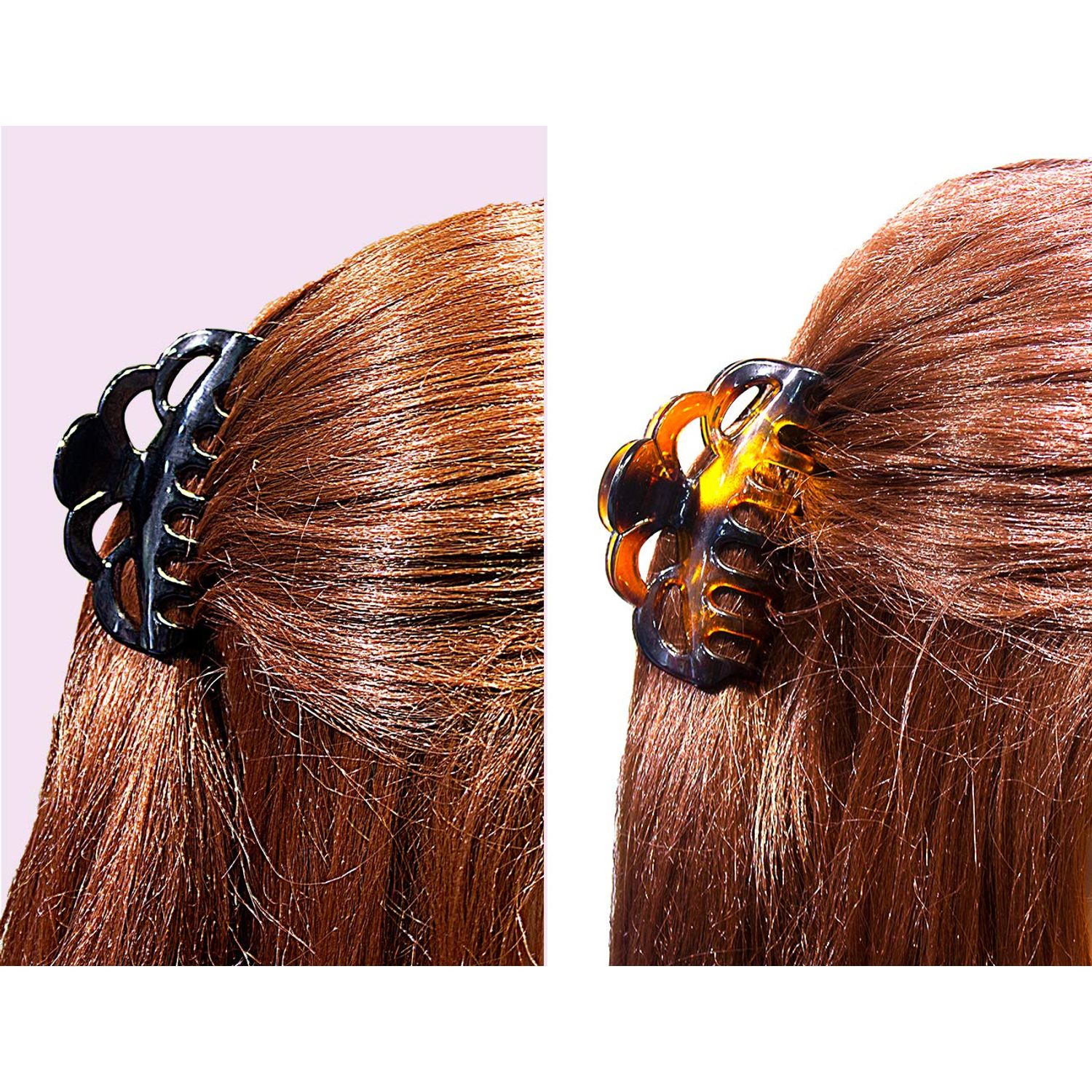ACCGLORY Medium Hair Claw Clips for Women Fine Hair Plastic Claw Clamps Clips in Set (Arc-Black+Brownish Red-M)