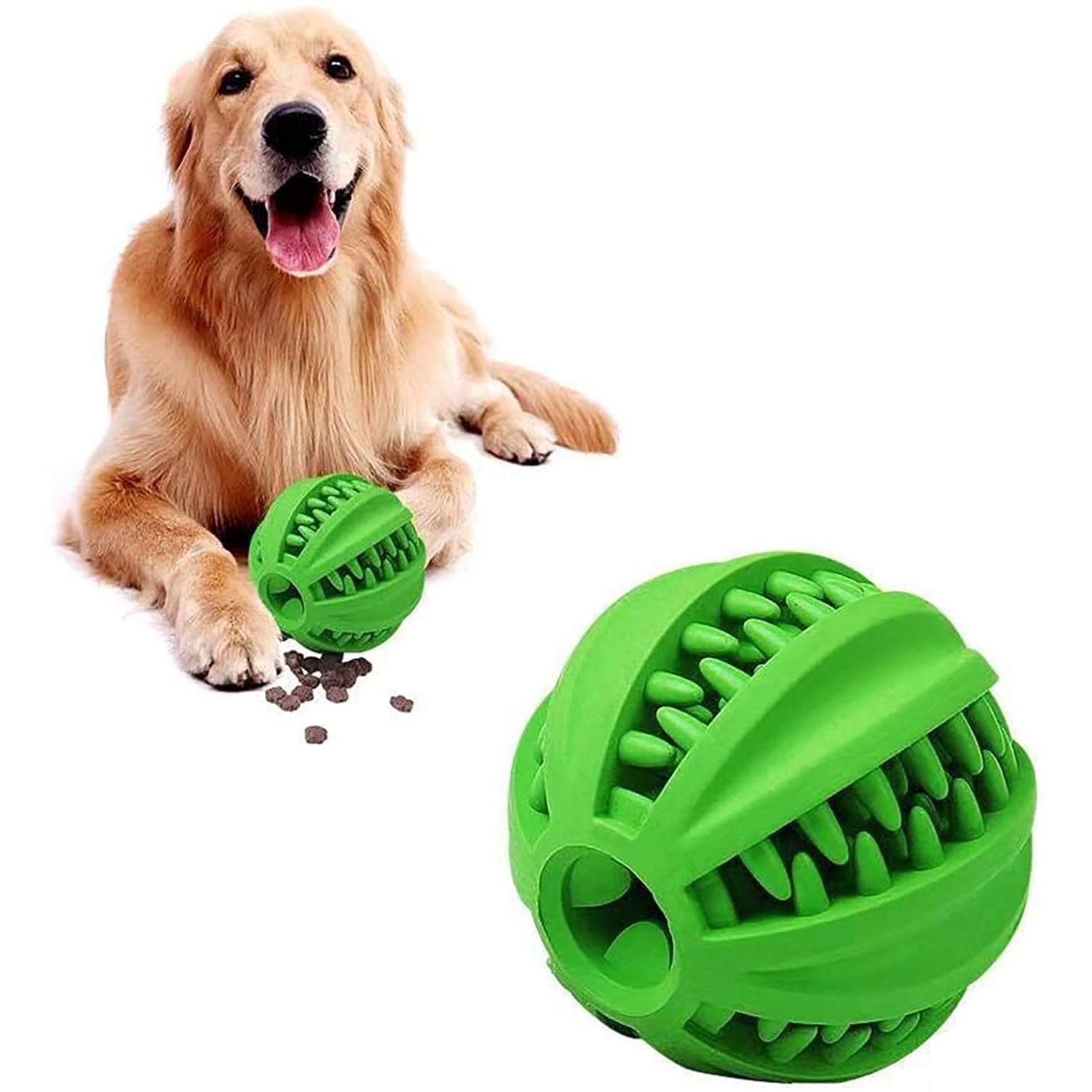 ONTWOPETS Dog Ball Toy - Interactive Dog Enrichment, Mental Stimulation Treat Embedding Rubber Ball Reduce Boredom (3 inches)