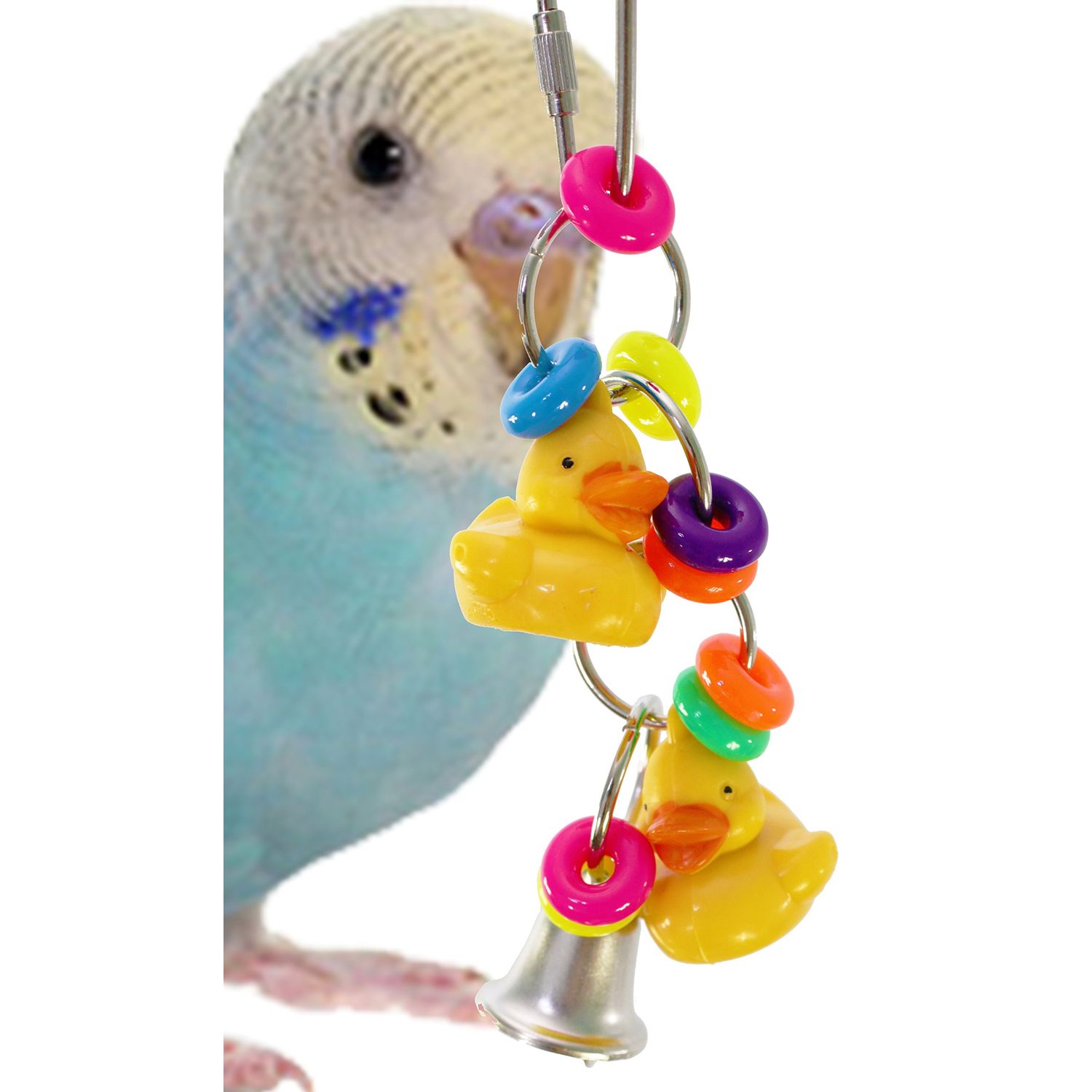 Bonka Bird Toys 1729 Tini Duck Colorful Plastic Ring Metal Cute Budgie Finch Parrotlet Cockatiel Quaker Conure Parakeet Dove Canary Lory