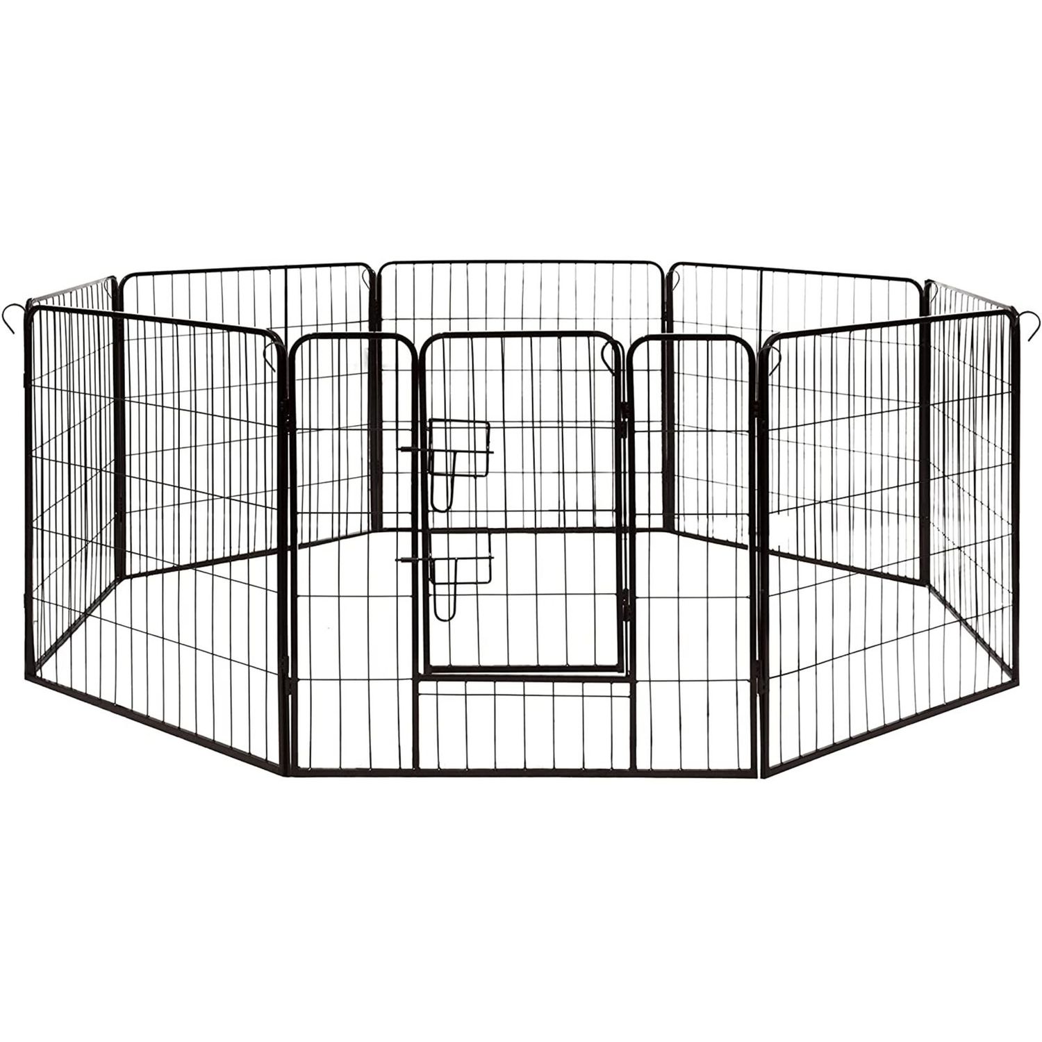 ALEKO Folding Pet Playpen Dog Kennel Pen Exercise Cage Fence 8 Panel 32X24 In