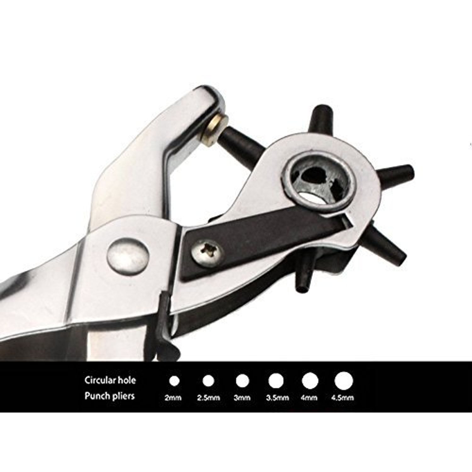 BlueSunshine Heavy Duty Leather Hole Punch Toolfor Belts, Watch Bands, Dog Collars, Saddles, Fabric, DIY Home or Craft Projects. – Revolving For Quick Size Adjustment Plier – 6 Sizes Puncher