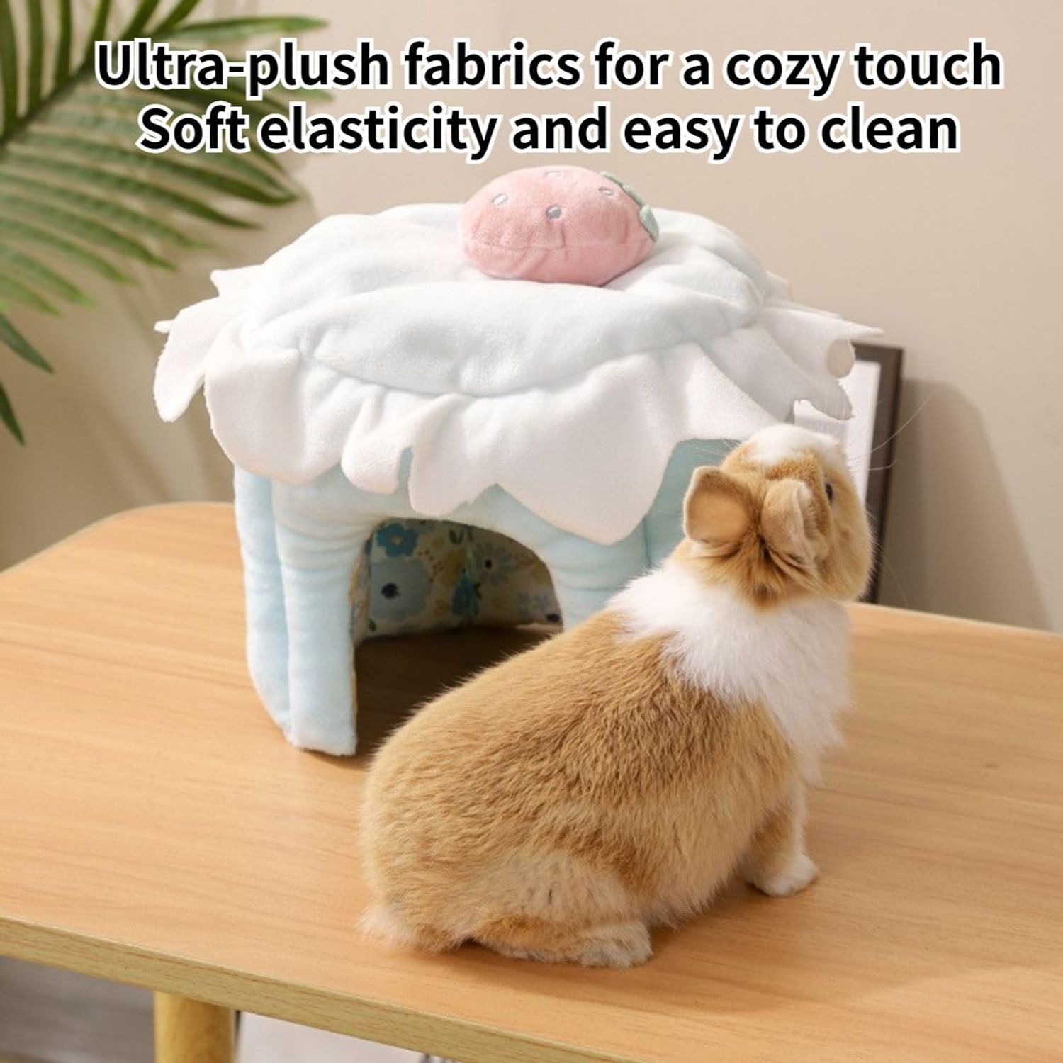 Copfeu Cake Shaped Guinea Pig Hideout Tunnel, Cage Accessories for Bunny, Hamster, Chinchilla, Ferret, Rabbit and Other Small Pets (Pink, Medium)