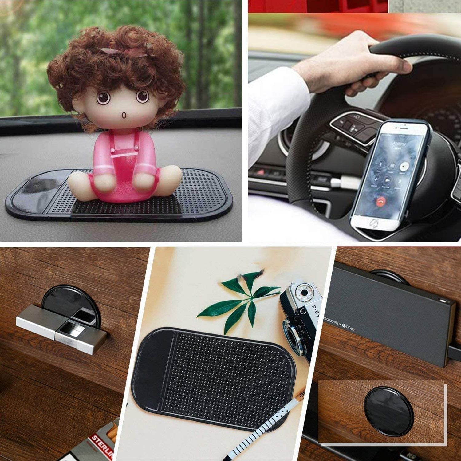 FMELAH 10pack Removable Silicone Sticky Anti-Slip Gel Pads Magic Gel Mat Stick to Car Dashboard Glass Mirrors Metal Tile Wall Kitchen Cell Phone Stand Recipe Holder Non-Slip Rug Pet Bowl Mat Pad