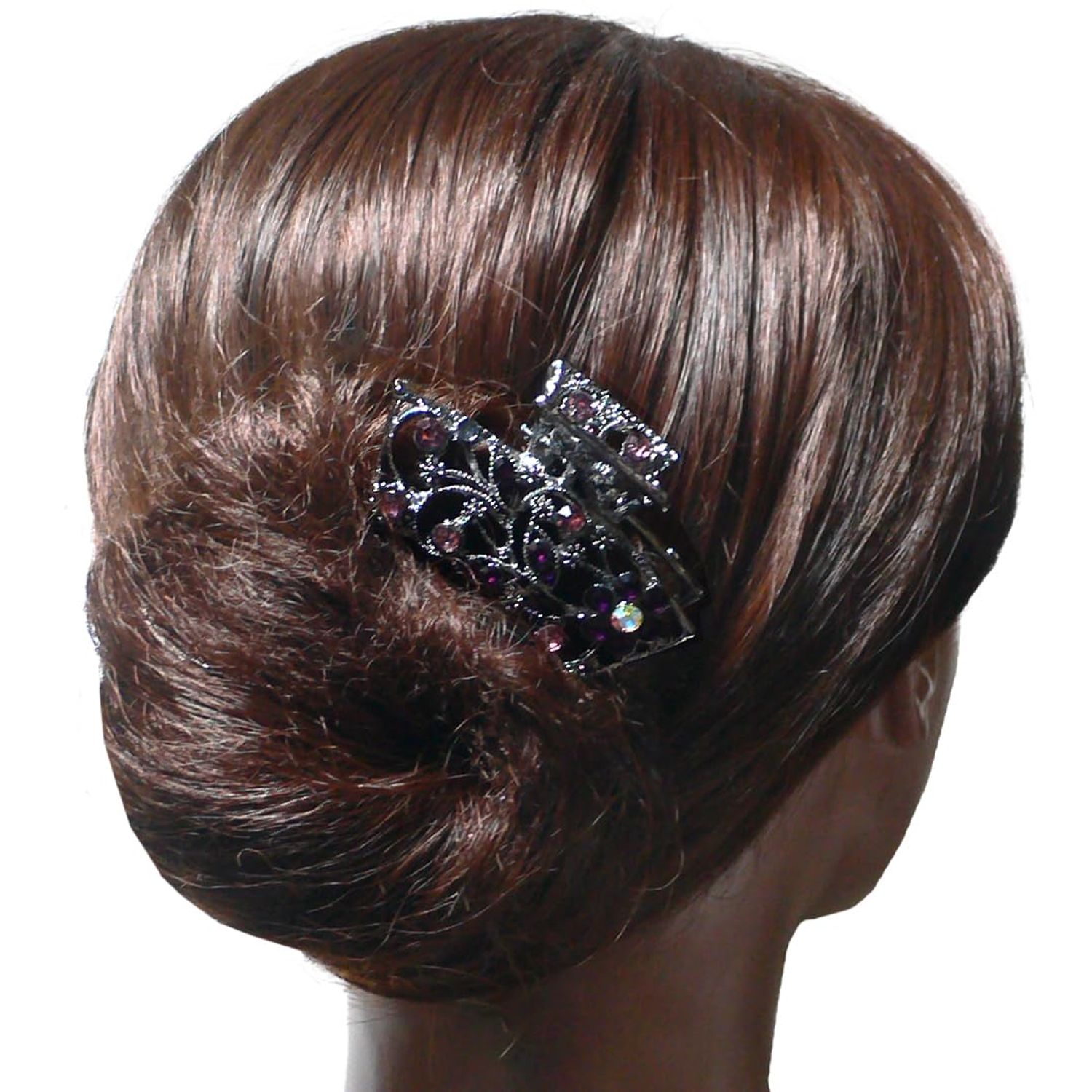 Set of 3 JCGY Crystal Metal Jaw Clip Hair Claws Distinctive Square Clip Design for Women Girls Updo Hair Styling-0354PurpleBrownCrystal