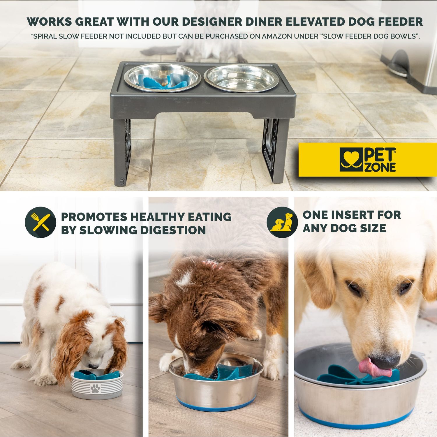 OurPets Spiral Slow Feeder Insert Slow Feeder Turn a Dog Bowl or Dog Dish into a Dog Bowl (Alternative to Dog Puzzle Feeder, Lick Mat, Dog Slow Feeder to Slow Down Eating