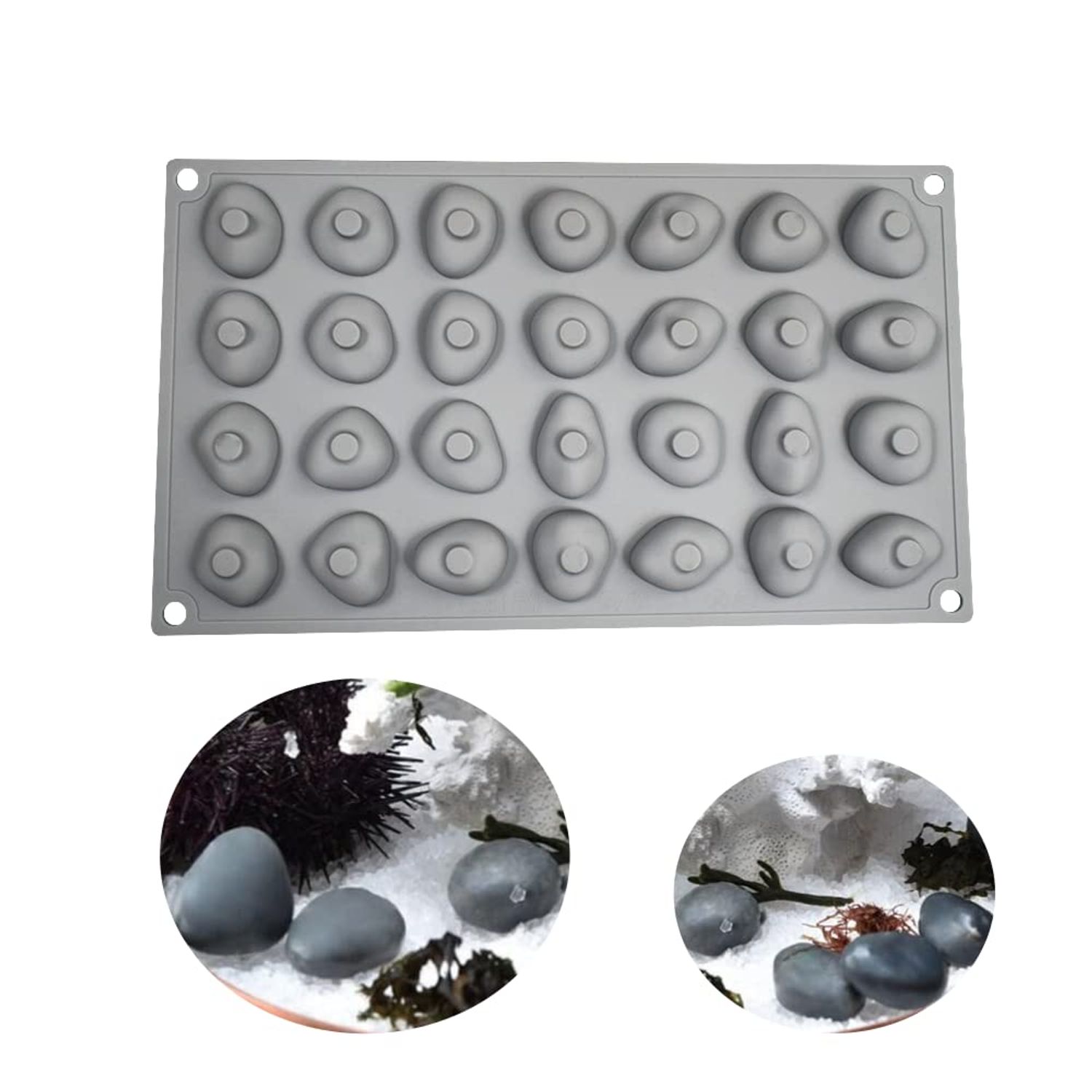 mostsom Silicone Molds Stone Shape, Non-Stick Food Grade Silicone Molds for Chocolate, Candy, Jelly, Ice Cube, Dog Treats, Cupcake Baking Mould (Stone M)