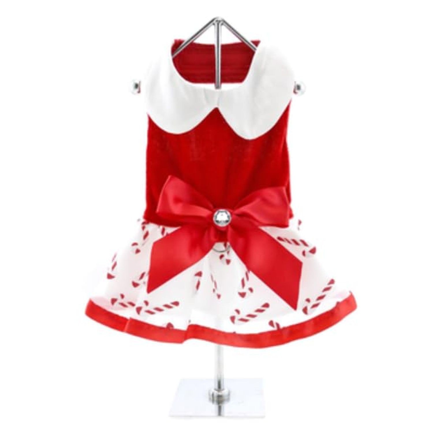 DOGGIE DESIGN Holiday Dog Harness Dress - Candy Canes (X-Small)