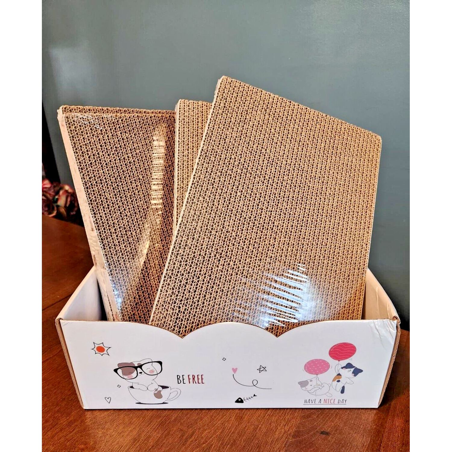 5 Packs in 1 Cat Scratch Pad with Box Cat Scratcher Recyclable Cardboard NEW