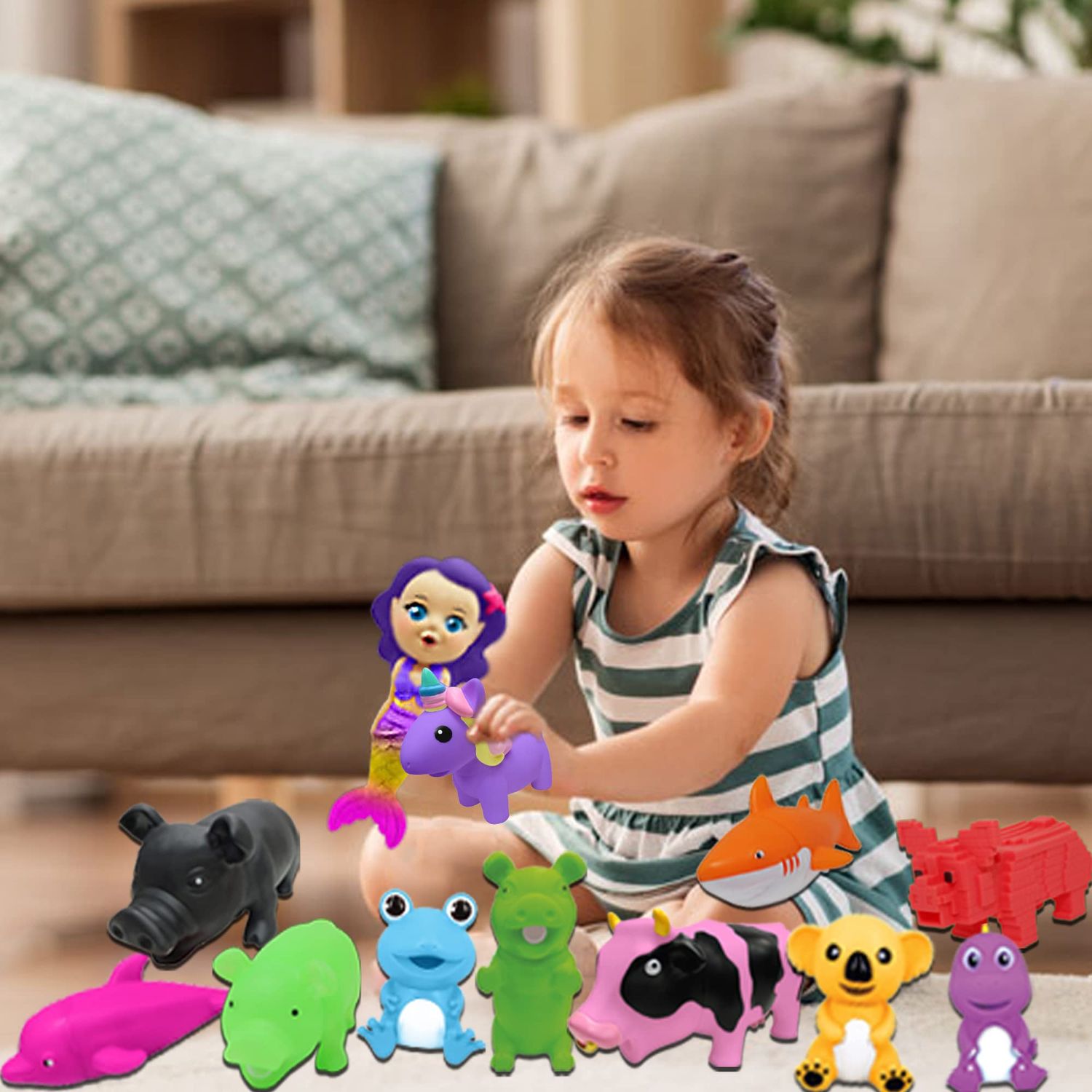 Animolds Baby Squeaky Toy Squeeze Party Favors Toys for Boys Novelty Toys & Amusements Screaming Rubber Gag Gifts Small Animal Toys Funny Dog Toys 6-8In Baby Sensory Toys 2PK(Squeeze Me Lizard 2PK)