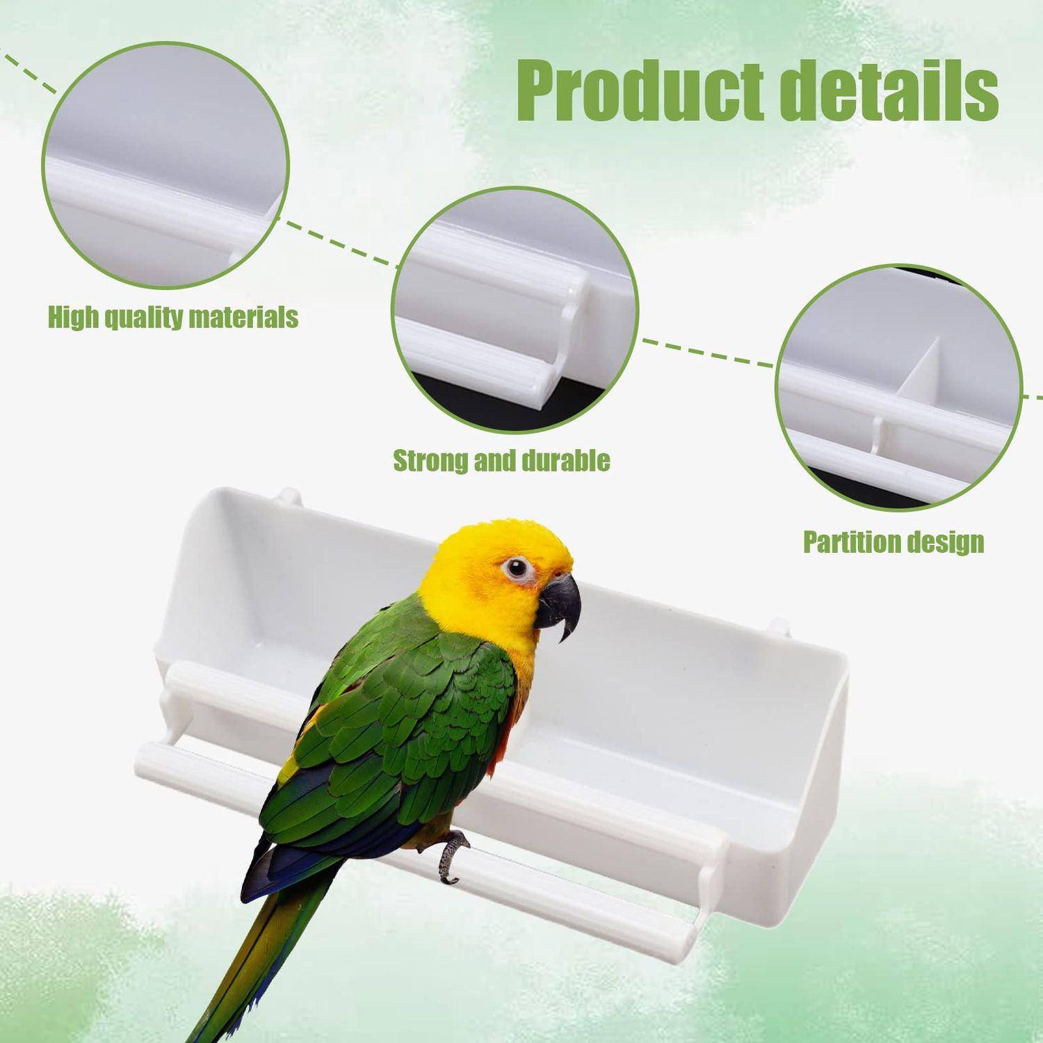 Bird Feeder, 3 Pcs Plastic Bird Food Feeder, Bird Water Cage Accessories, Hanging Bird Food Bowl Cups for Parrots Small Birds Pigeons Parakeet