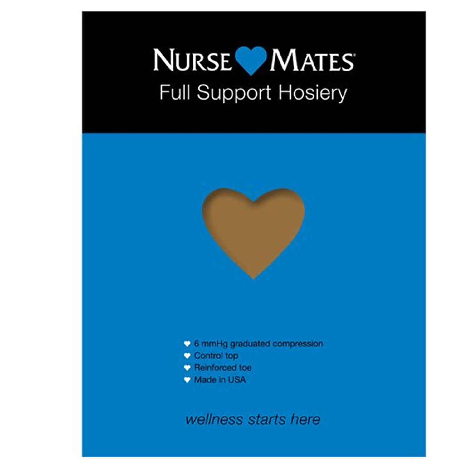 Nurse Mates Graduated Compression Full Support Pantyhose | 6 mmHg | Reduce Leg Fatigue | Re-Inforced Toes | 1 Pair | Honey Beige Size D