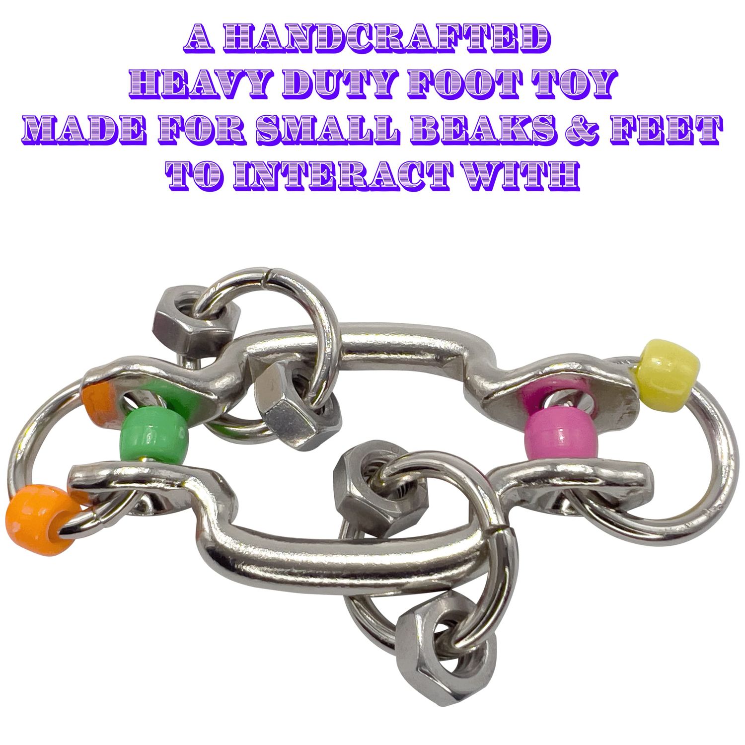 Mandarin Bird Toys by M&M 3528 Little Beak Stainless Wiggler - Handcrafted Small Size Bird Foot Toy, Interesting Wiggling Design, Colorful Plastic Beads, Sturdy Shiny Bird Safe Metal, Fun for Sm Pets