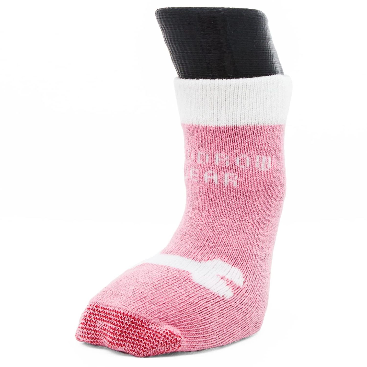 Woodrow Wear, Power Paws Advanced Dog Socks, Pink with A Bone, L, Fits 75-95 pounds