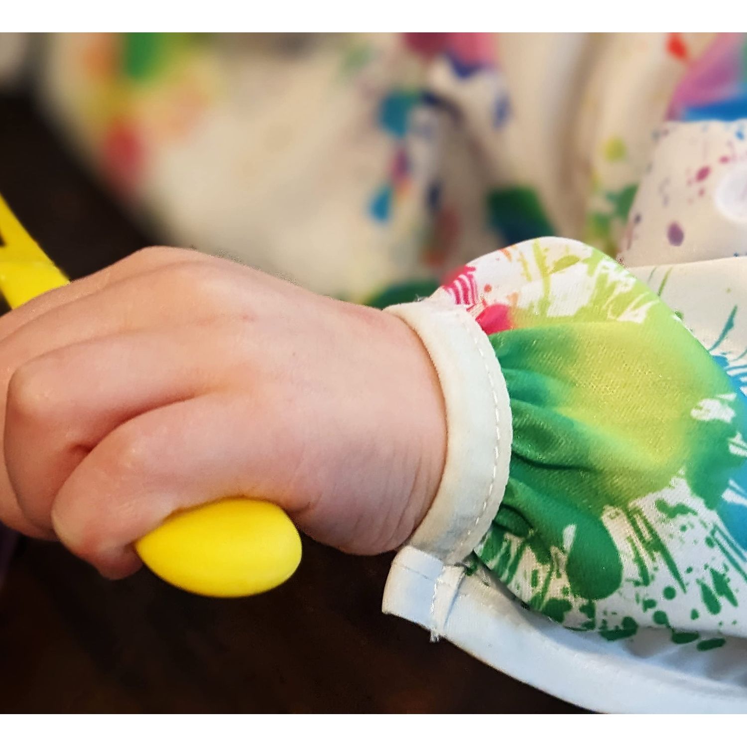Madrona Brands Toddler Art Smock & Baby Bib Fits Kids 1-3 Years | Full Sleeve Waterproof Crafts Cover, Paint Apron