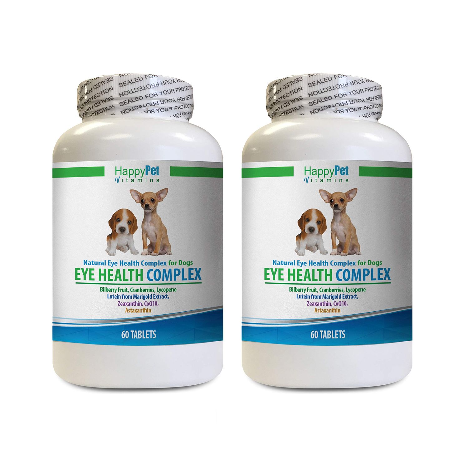 HAPPY PET VITAMINS LLC antioxidant Dog chew - Dog Eye Health Complex - Vision Support - Immune Booster - Natural Formula - ANTIOXIDANTS - coq10 for Small Dogs - 2 Bottles (120 Treats)