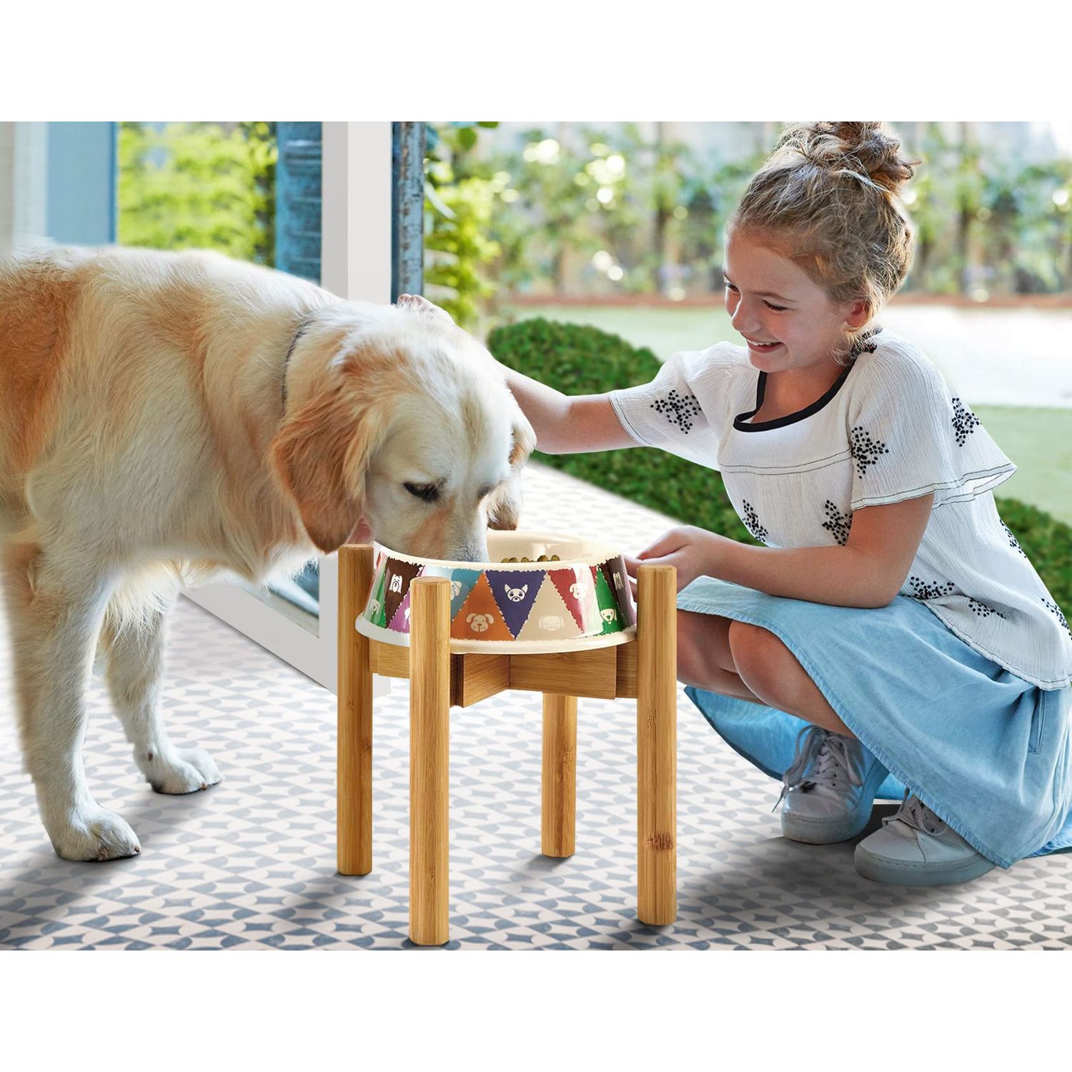 Dog Bowl Stand for Large Dogs - Holds to Elevate Food Feeders, Raise Water Dishes and Fountains for Pets - Stand Only