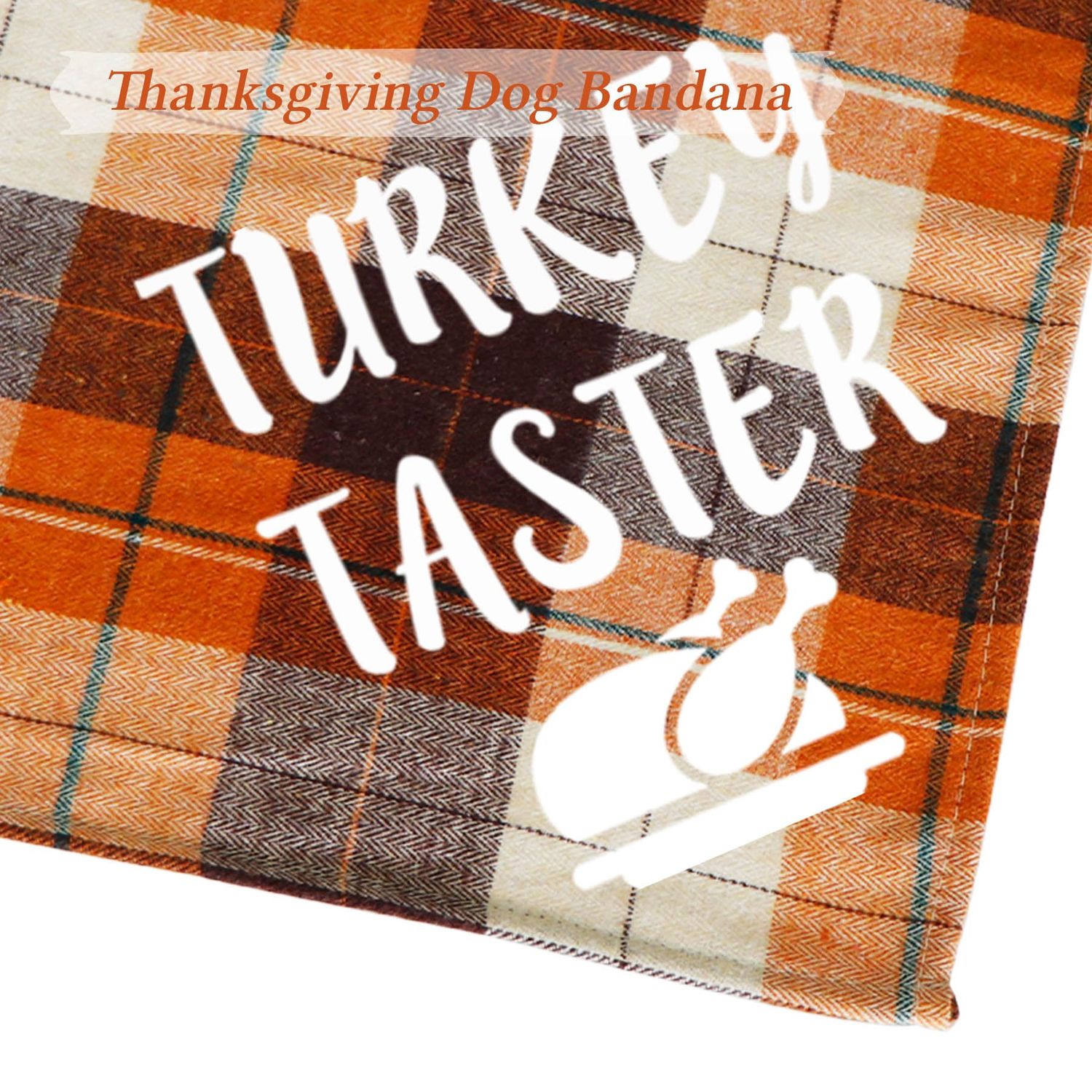 STMK 2 Pack Thanksgiving Day Dog Bandanas, Dog Holiday Fall Thanksgiving Bandanas Scarf for Small Medium Large Dogs (Large, Happy Leg Day & Turkey Taster)