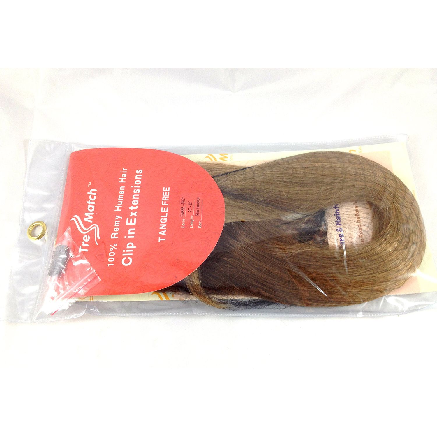 TRESSMATCH® 20”(22") Clip in Remy (Remi) Human Hair Extensions Ombre/dip Dye Chestnut/medium Brown to Caramel Blonde 10 Pieces(pcs) Thick to Ends Full Head Volume Set [Set Weight:5.6oz/160grams]