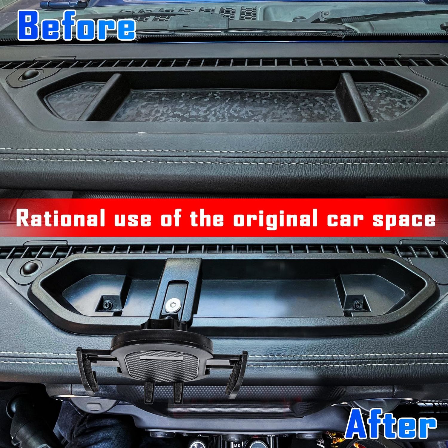 Neepiar Phone Mount Compatible with Jeep Wrangler 2018-2023 JL JLU 2020-2023 Gladiator JT Dash Tray Phone Holder Mount with Storage Box Don't Fit for The Oil-Electric Vehicle Version
