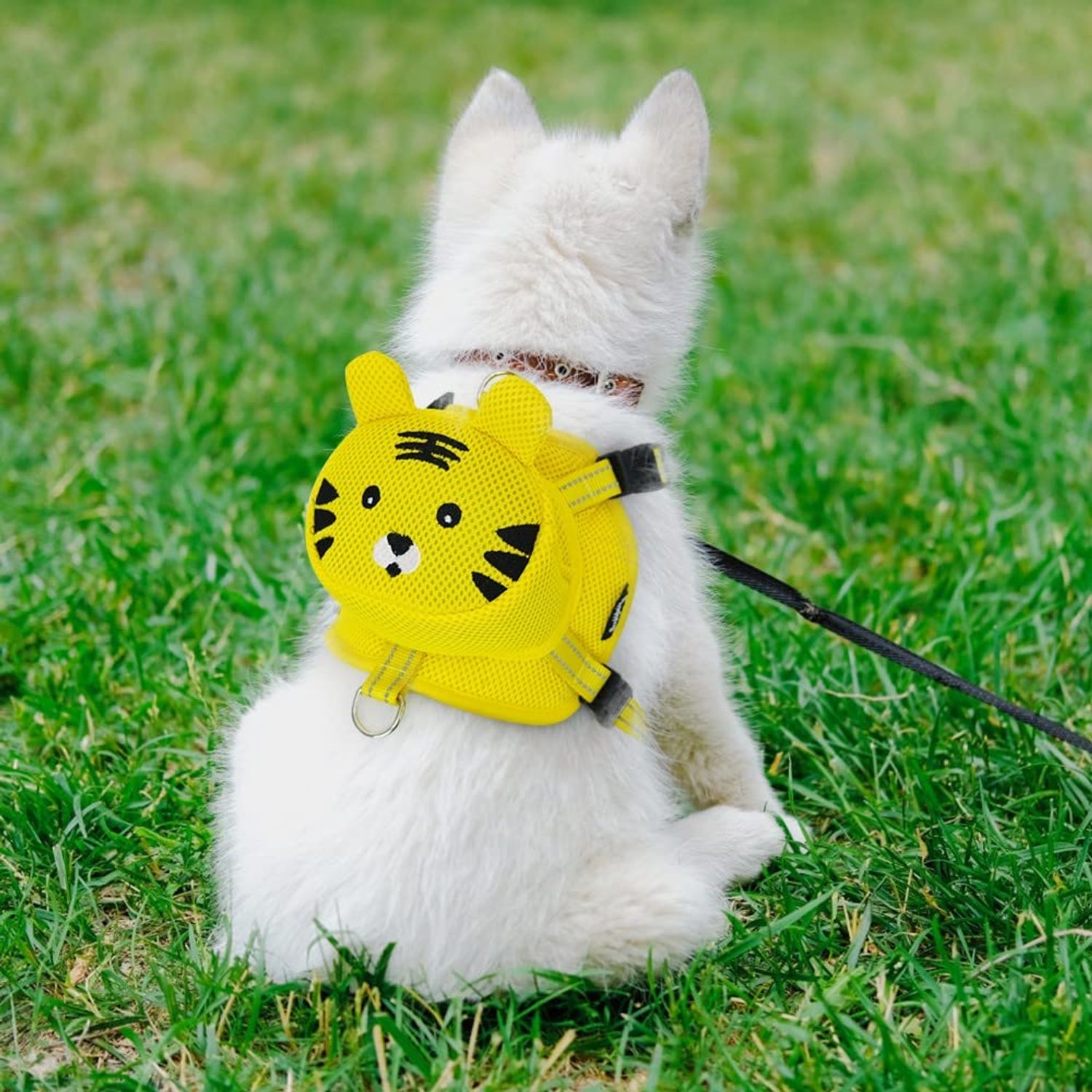 MiOYOOW Dog Harness Backpack, Breathable Pet Harness Vest Bag Cute Frog Pig Tiger Shape Lightweight Self Backpack for Pet Outdoor Training Walking Camping Hiking Travel